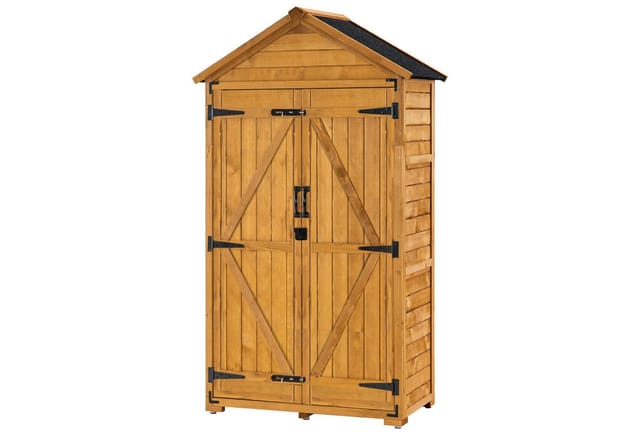 Gartenschrank Geräteschuppen Werkzeugschrank Outdoor-Schrank Gartenbox mit Satteldach aus Holz Natur 1000 - Mcombo