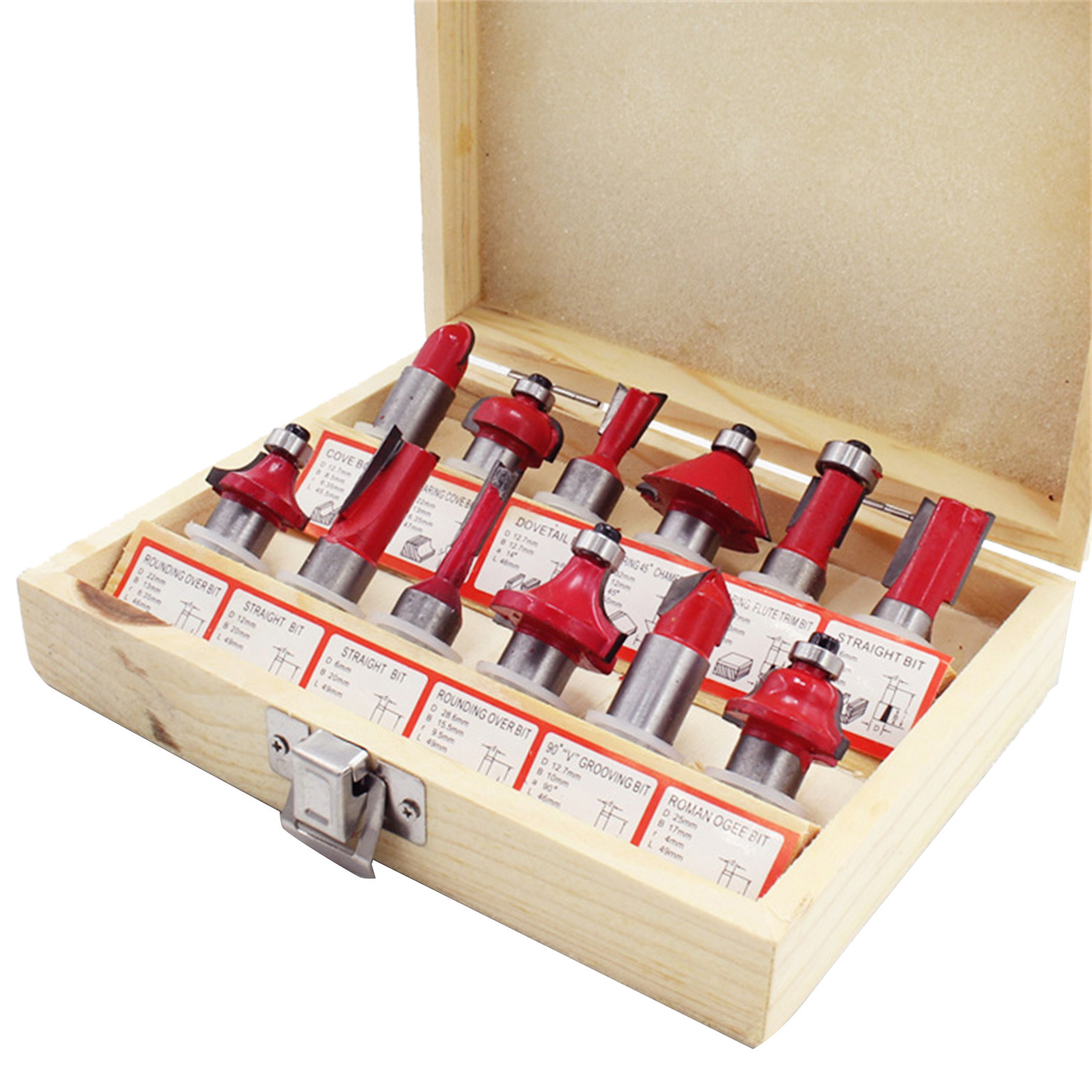 Set Mit 12 Fräsern Aus Kohlenstoffstahl Für Die Holzbearbeitung, Mit 1/2-zoll-schaft.