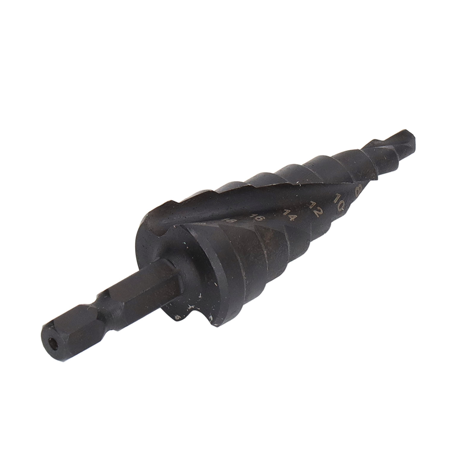 Hss-stufenbohrer Mit Spiralförmiger Nut, Pagodenbohrer, Sechskantschaft, Für Metall, Schwarz, 9 Stufen (4-20 Mm)