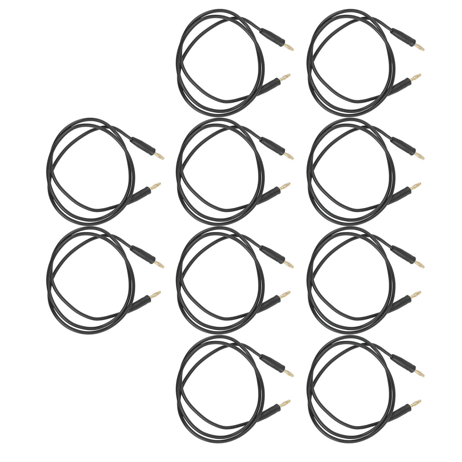 Packung Mit 10 Bananenstecker-prüfleitungen (stecker-stecker), Vergoldet Und Vernickelt, Messing Zum Löten J.70003, 4 Mm, Schwarz