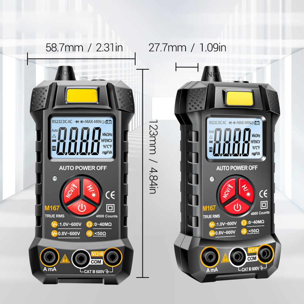 Digitales Multimeter M167 Mit Automatischer Bereichswahl Und Led-spannungsanzeige Für Einsteiger Und Heimwerker