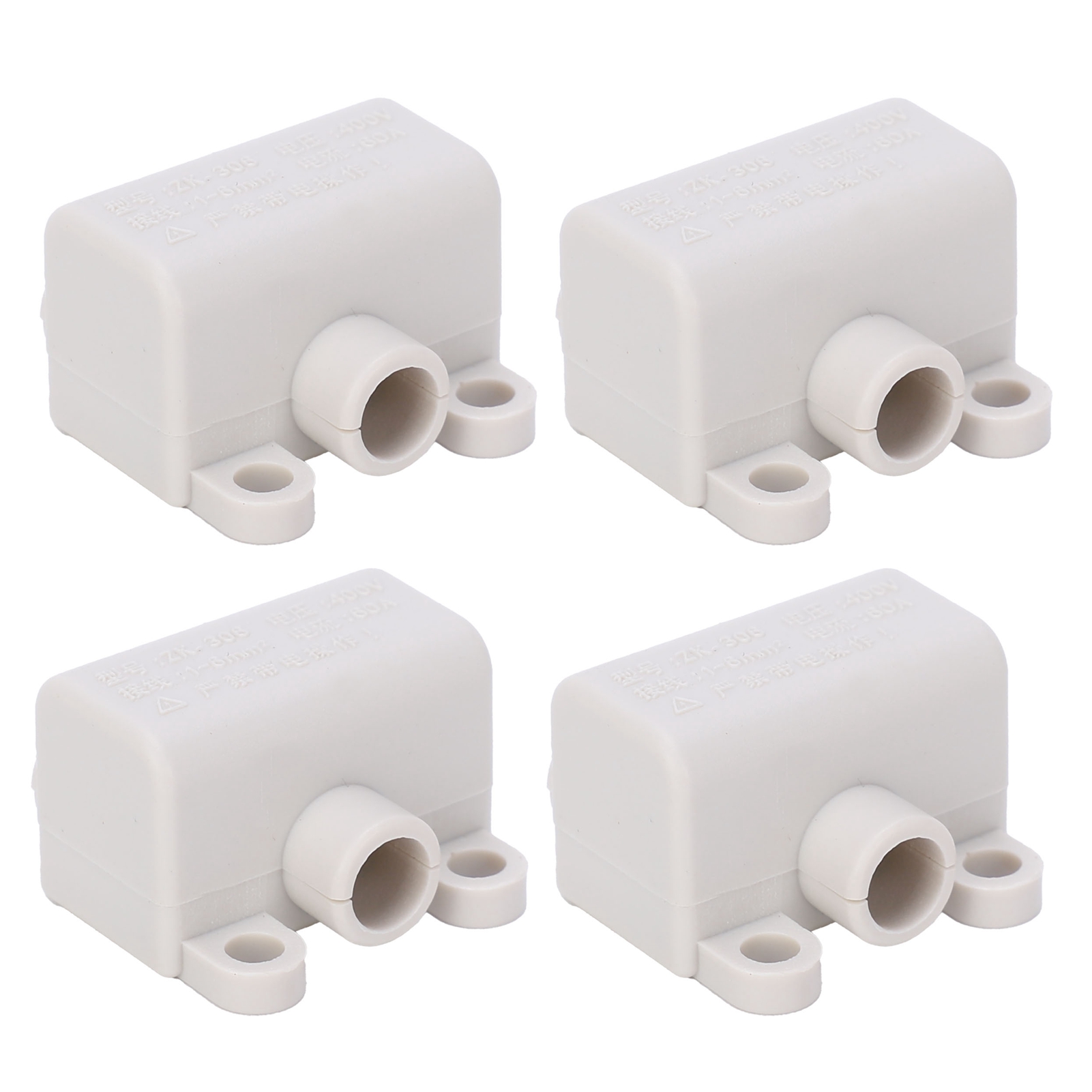 4 Stück Hochleistungs-t-förmiger Hauptverteilerblock, Verdrahtungsklemmenblock, Industriestecker 400 V 60 A (1 Eingang 2 Ausgänge (zk-306))