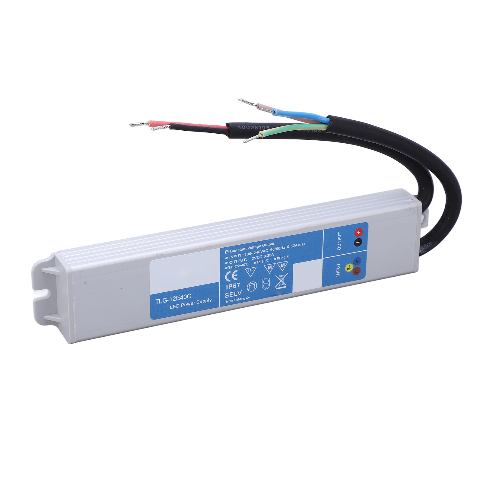 Ip67 Wasserdichtes Led-netzteil, Adaptertransformator Für Led-beleuchtung, Externer Eingang 100–240 V Ac Oder 12 V Dc, 40 W