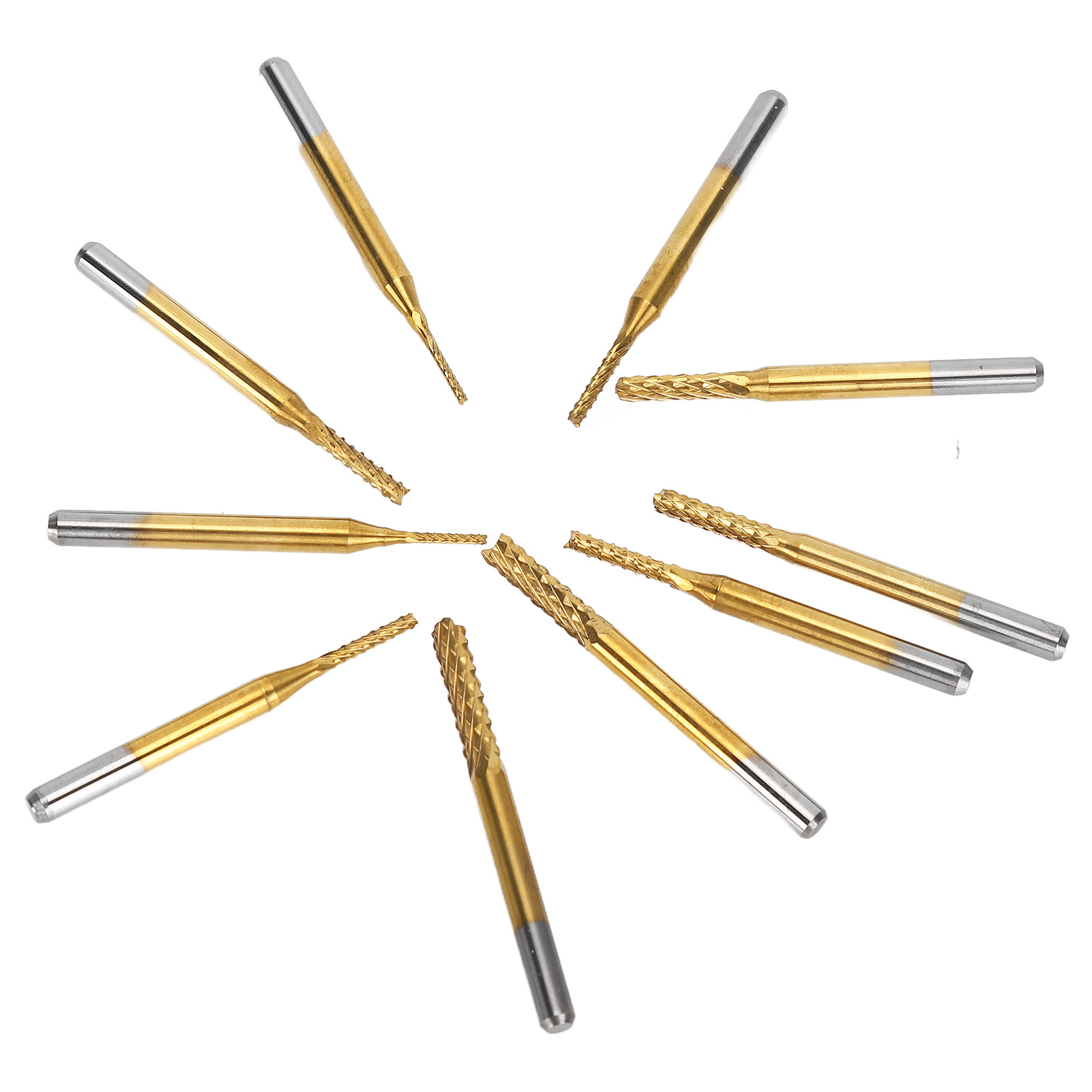 Satz Von 10 Titanbeschichteten Hartmetall-gravierfräsern Für Leiterplatten, 3,175 Mm (1/8 Zoll) Schaft, Rotationswerkzeuge, Durchmesser 1,0 Bis 3,0 Mm (1,0 Bis 3,0 Mm).