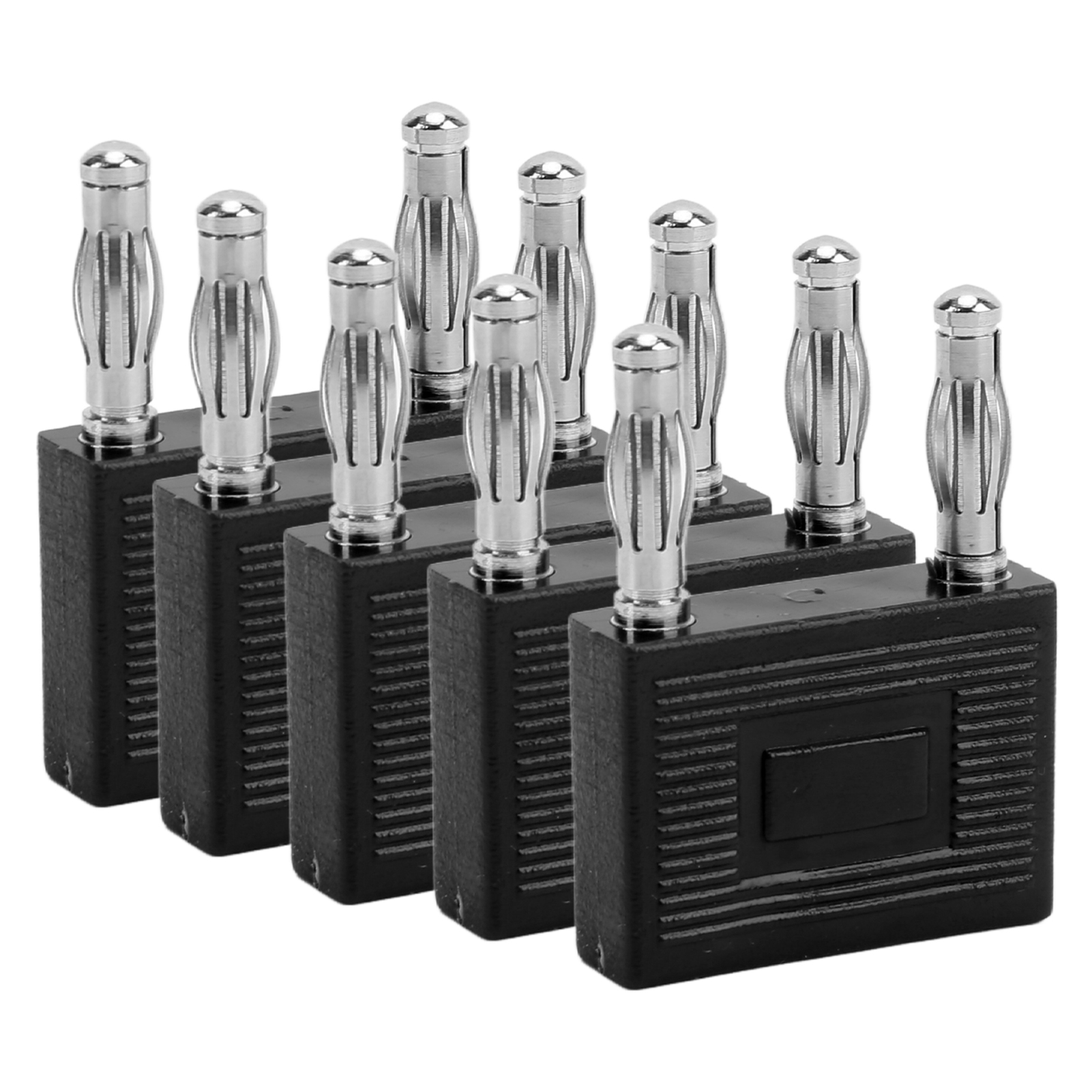 Packung Mit 5 Zweireihigen, Vernickelten Kupfer-bananensteckern (2 Stecker) Für Lautsprecherkabel, Schwarz