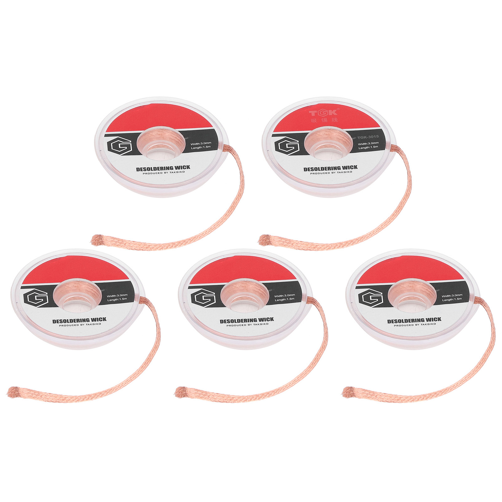 5 Entlötlitzen Aus Geflochtenem Messing, 3 Mm Breit, 1,5 Meter Lang, Ohne Reinigung, Tgk-3015