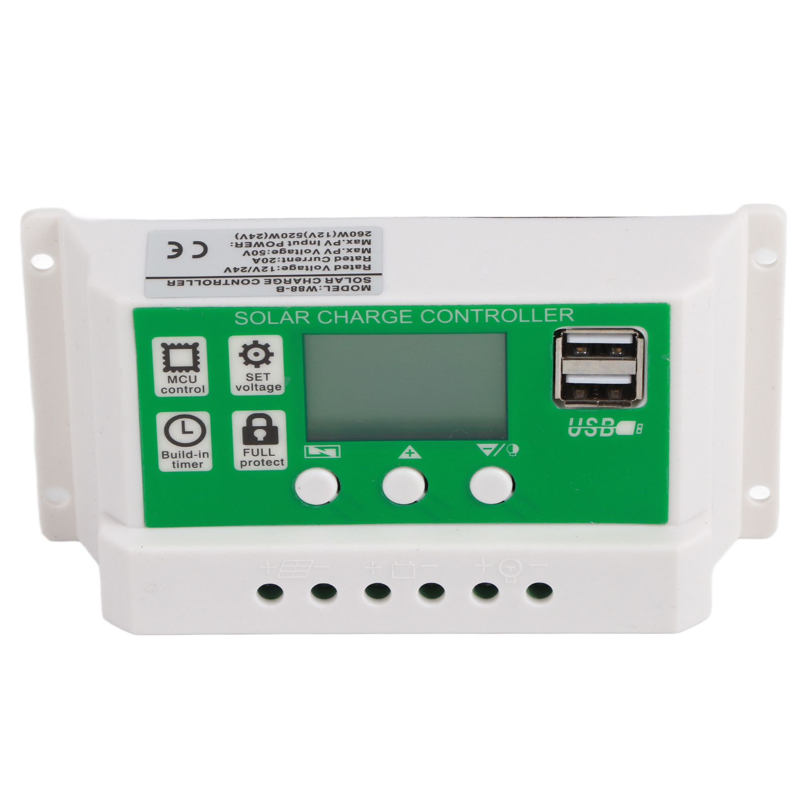 Automatischer Pwm-solarladeregler, Solarladegerät Mit Zwei Usb-anschlüssen Und Pv-kabel Für Den Heimgebrauch (24 V, 12 V, 10 A)