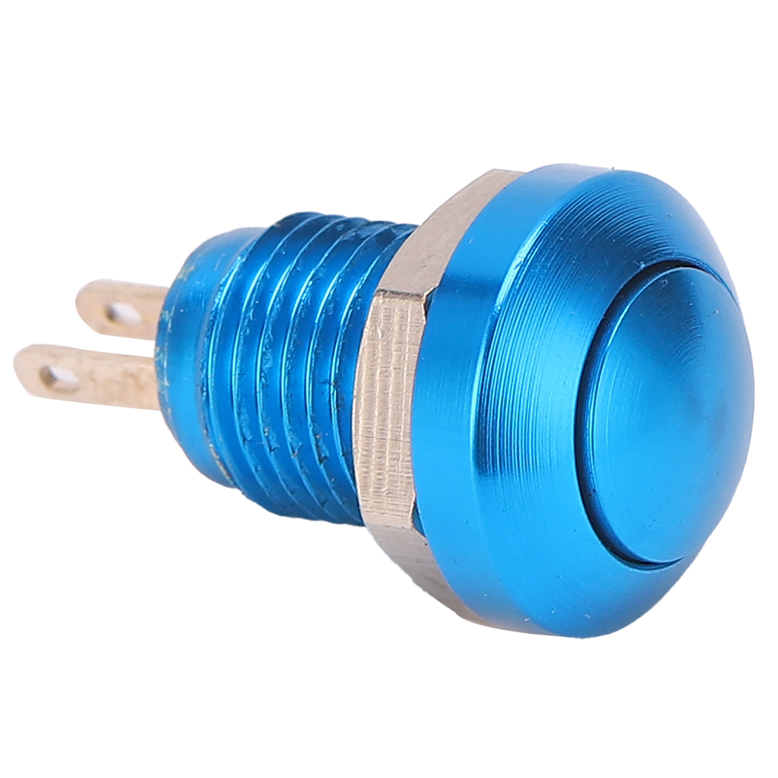 Selbstzurücksetzender, Wasserdichter M8-druckknopfschalter Aus Zinklegierung, Mikrojustierbar, Ohne Kontrollleuchte, 1 A 24 V (blau)