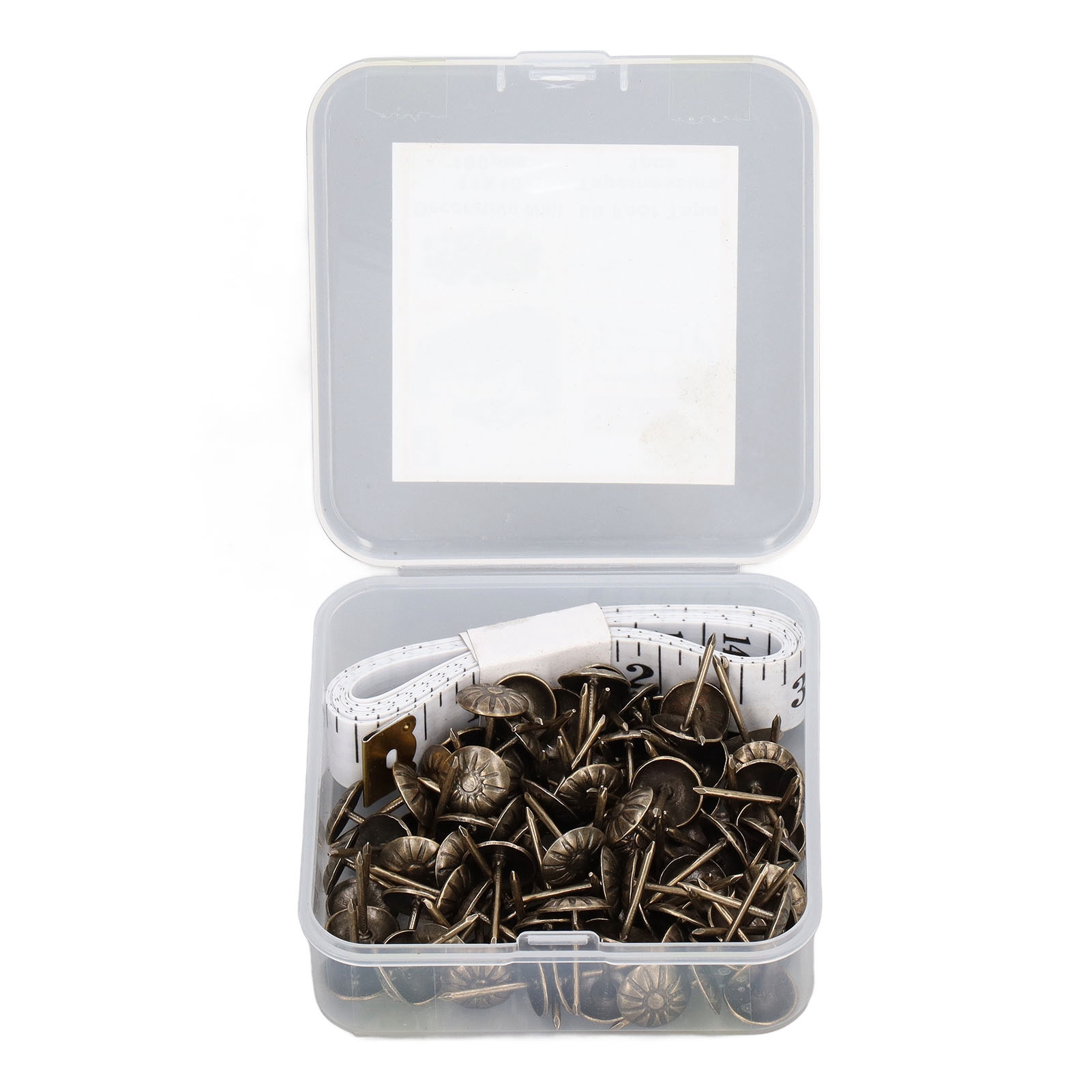 Packung Mit 100 Dekorativen Stecknadeln Aus Kohlenstoffstahl Für Den Innenbereich, Mit Stofflineal Und Armlehne, Bronzefarben.