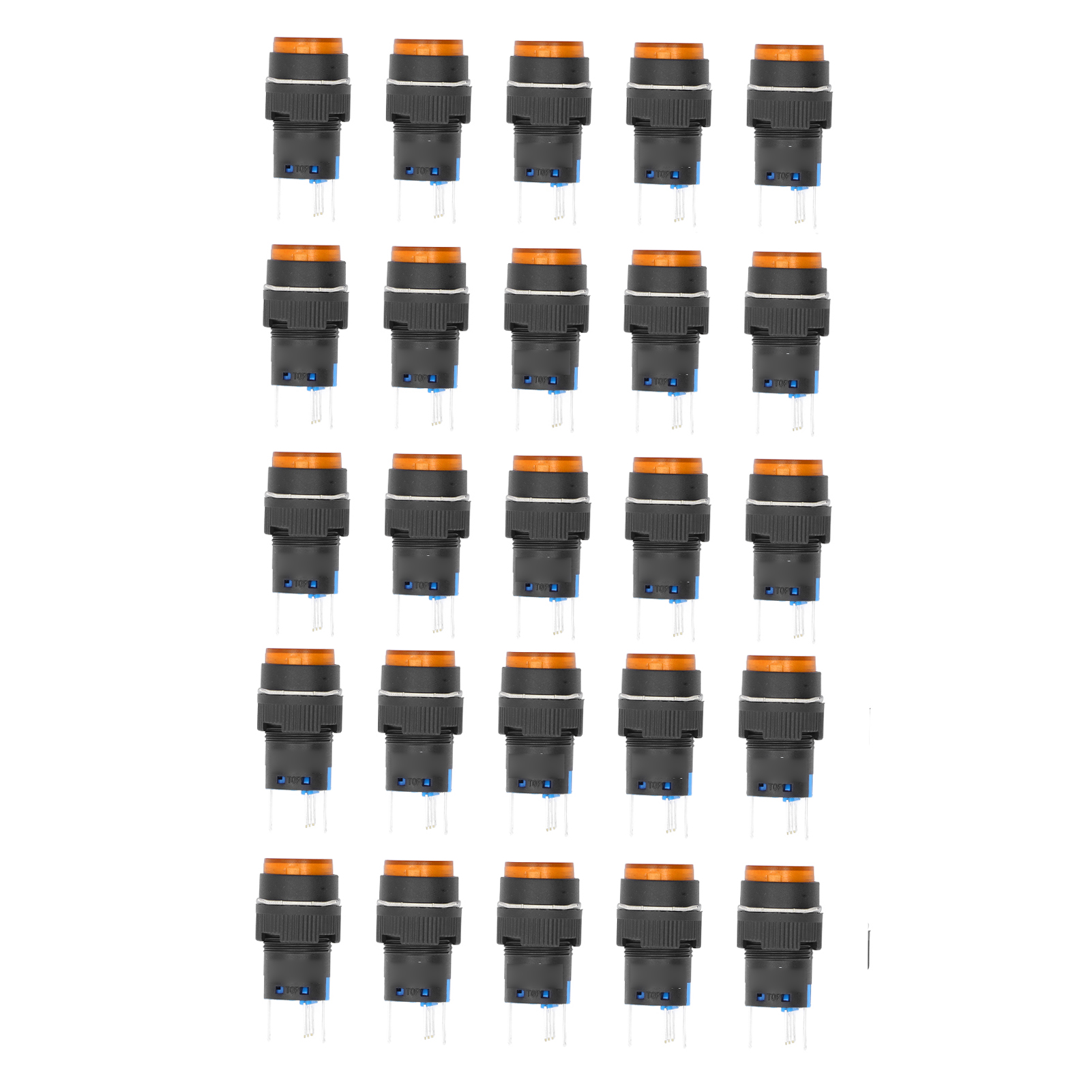 Set Mit 25 Selbstverriegelnden 5-poligen 16-mm-momenttastern Mit 24-v-kontrollleuchte Für Geräte (gelb)