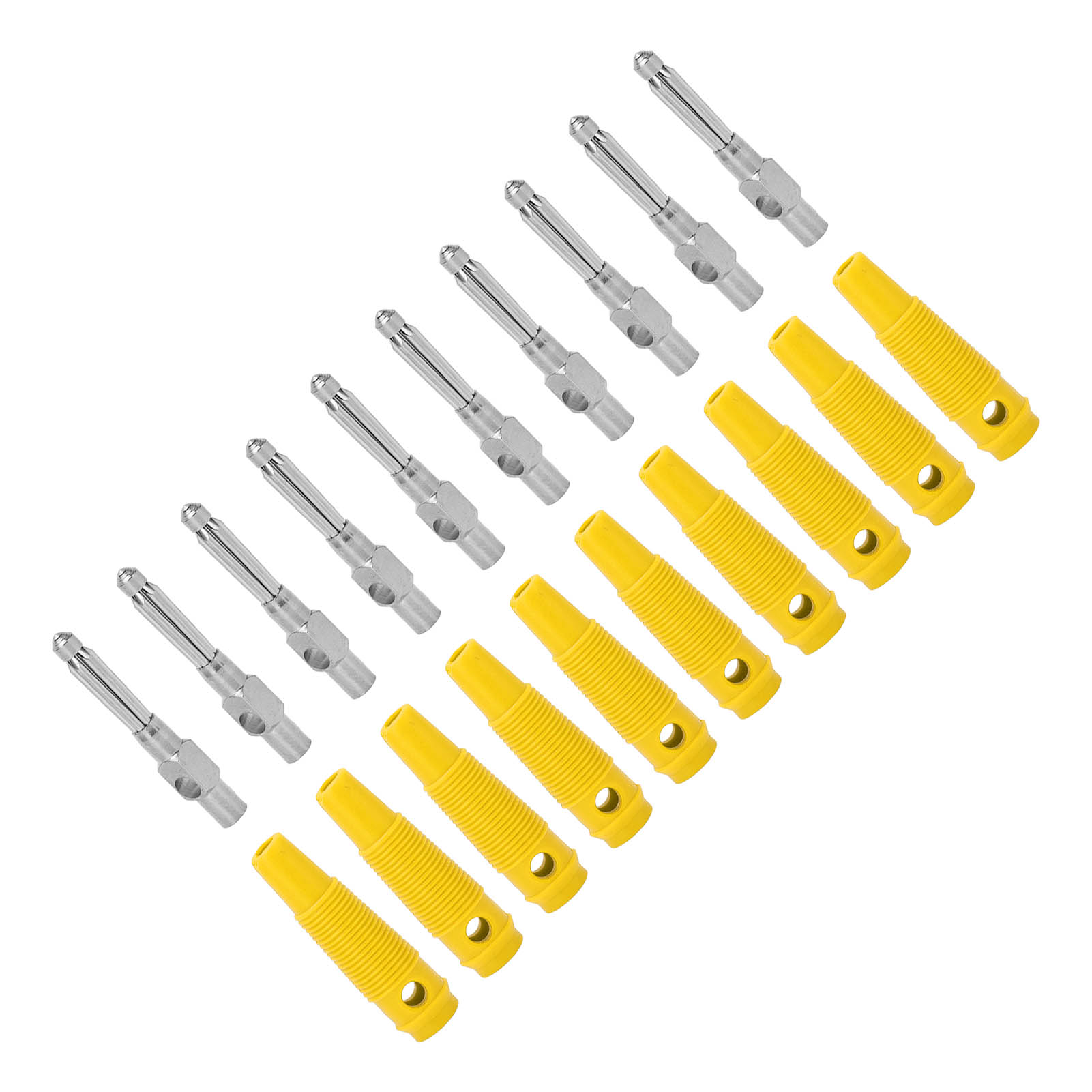 Packung Mit 10 Stapelbaren 7-poligen 4-mm-kupfer-bananensteckern, 1000 V, 32 A, Mit Flexibler Schutzhülle, Zum Einschrauben, Gelb