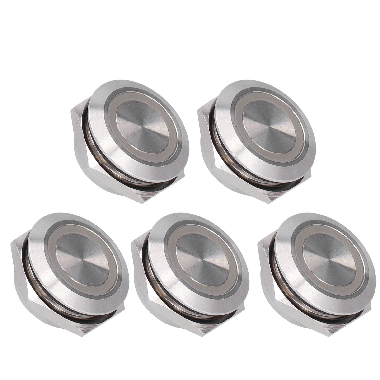Packung Mit 5 Momenttastern Aus Metall, Selbstrückstellend, Ultradünn Und Wasserdicht, Mit Led, 19 Mm, Dc 12-24 V, Gelb.