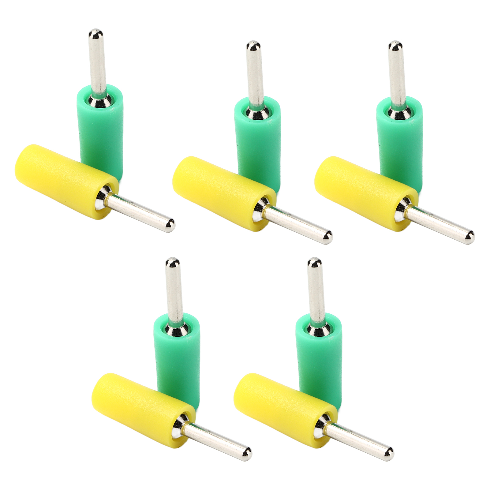 Satz Mit 5 Geraden, Vernickelten Bananensteckern Aus Messing Für J.10001 2 Mm Innenfederbuchsen (gelbgrün)