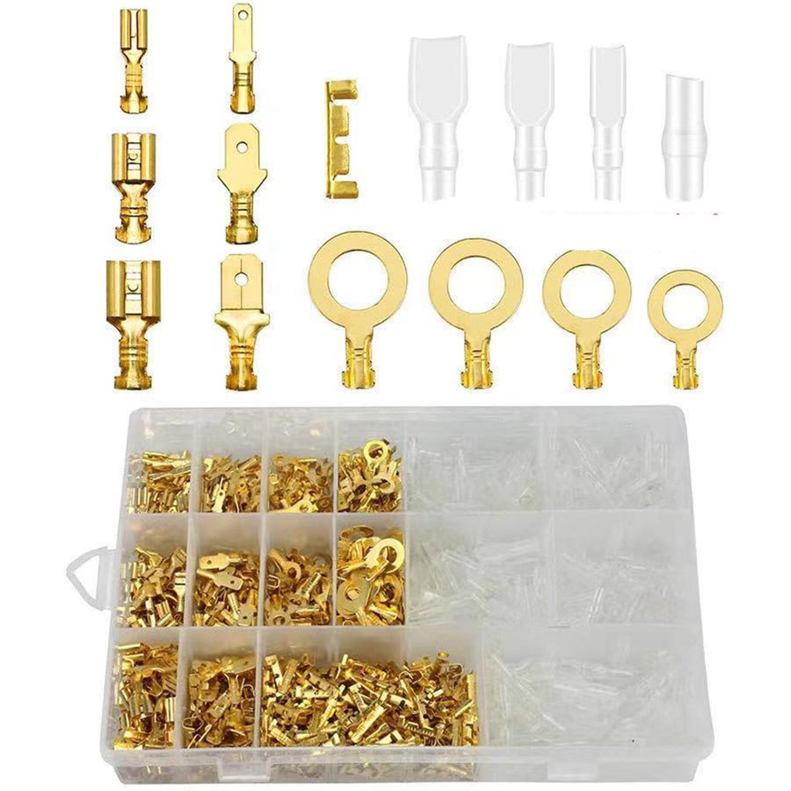 Gelber Crimp-klemmenblock-satz Mit Transparenter Schutzkappe, Stecker Und Buchsen, 2,8 Mm, 4,8 Mm Und 6,3 Mm, 270 Stück, 0,13 Kg/4,6 Oz.