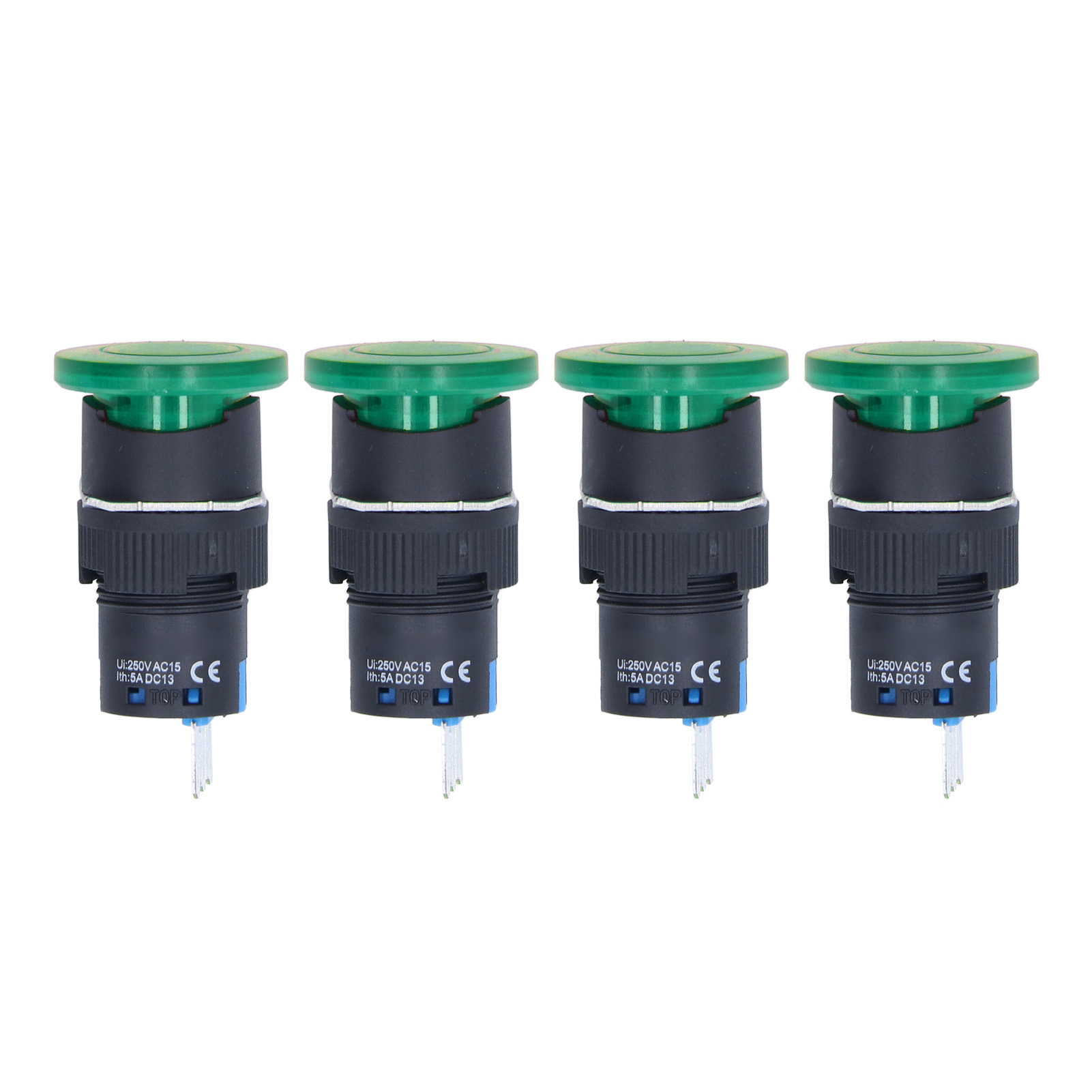 Berm 25 Stück Selbstverriegelnde Pilzkopf-drucktaster, 3 Pins, 16 Mm Montageloch (bemla1611msg Grün)