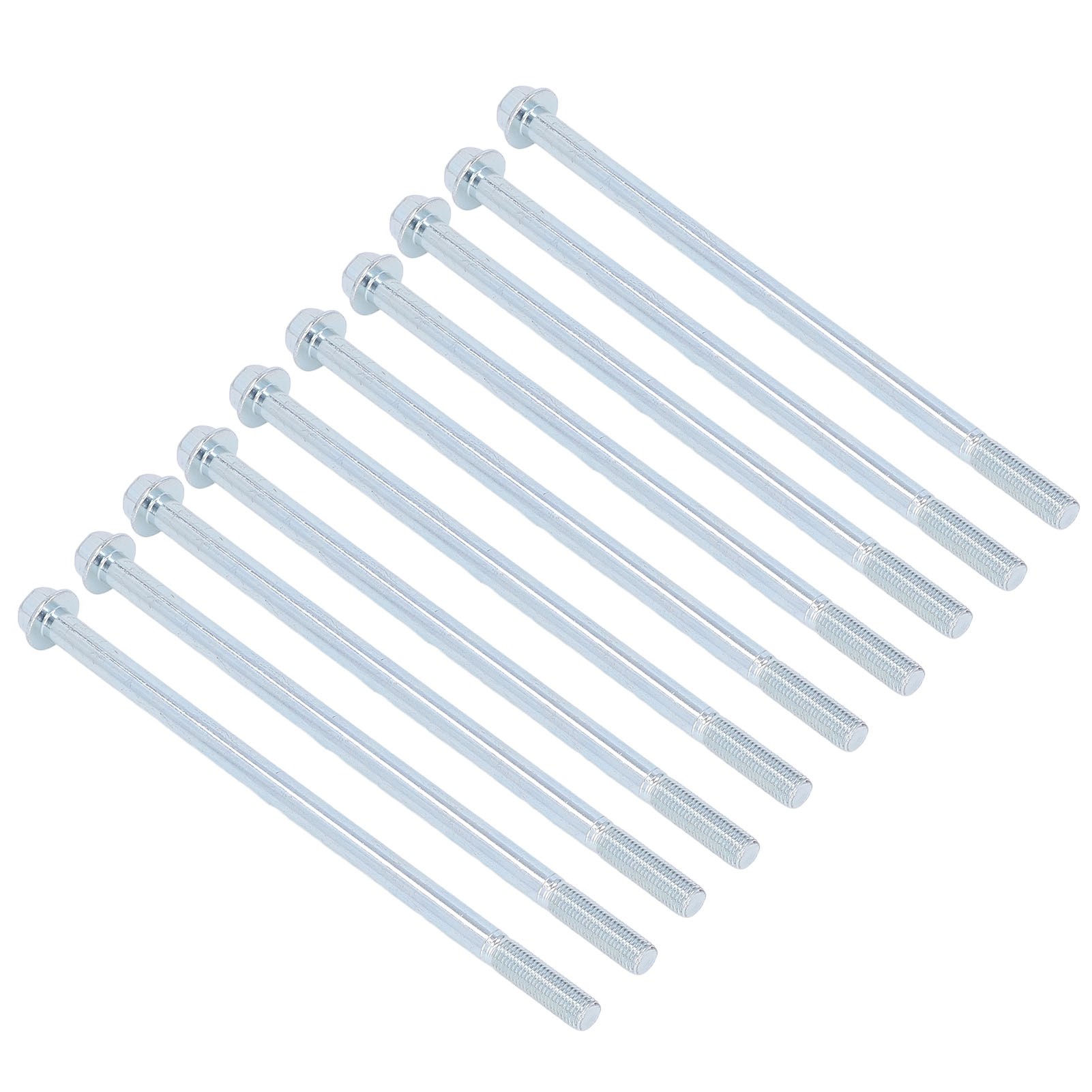 10 Robuste, Längliche Sechskant- Und Sechskantzahn-halbgewindeschrauben Aus Kohlenstoffstahl 10x210