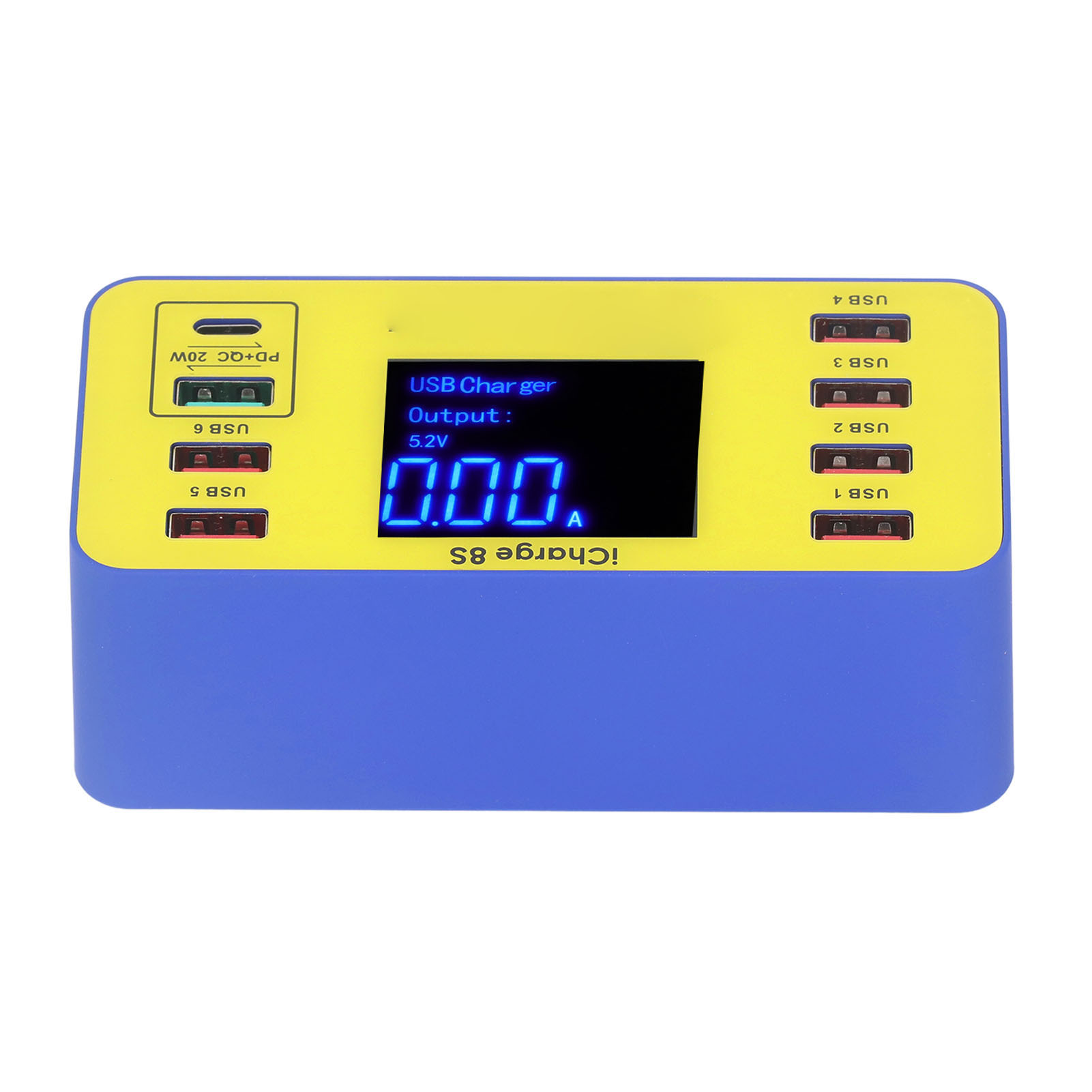 Multifunktions-ladegerät Mit 8 Anschlüssen, Digitalanzeige, Usb Qc3.0 Pd, Schnellladefunktion, Eu-stecker, Wechselstrom 100–240 V