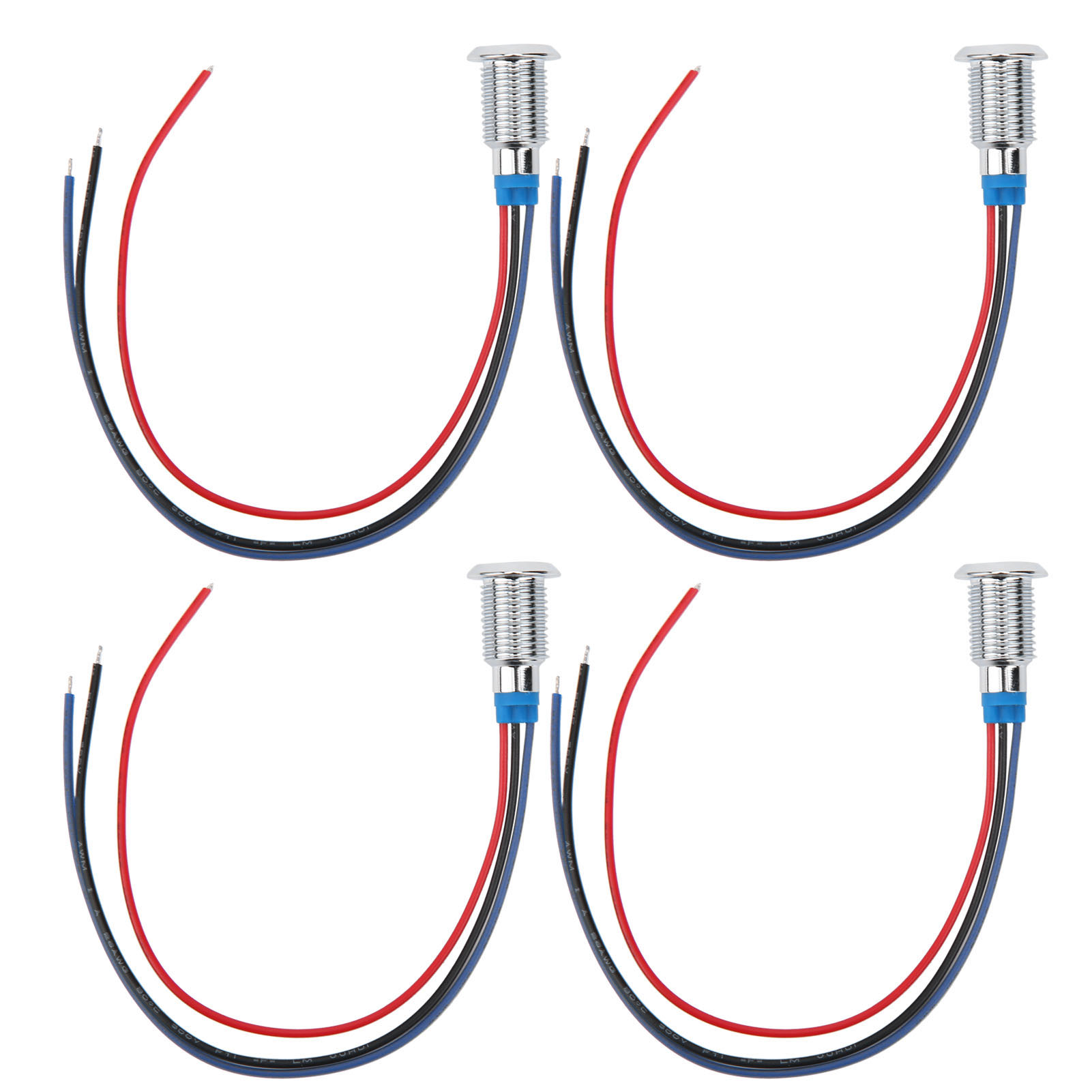 Vorverdrahtete, Wasserdichte, Zweifarbige Runde Led-sets, Gemeinsame Anoden-kontrollleuchte, 10 Mm, 1224 V (rot Und Blau)