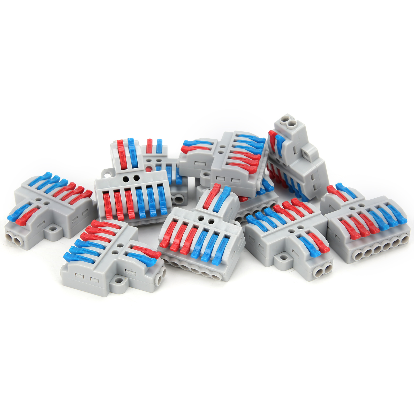 Packung Mit 10 Drahtleiterverbindern, 2 Eingänge/6 Ausgänge Mit Fester Bohrung, 4-mm-splitter, 600-v-schnellanschlussklemme