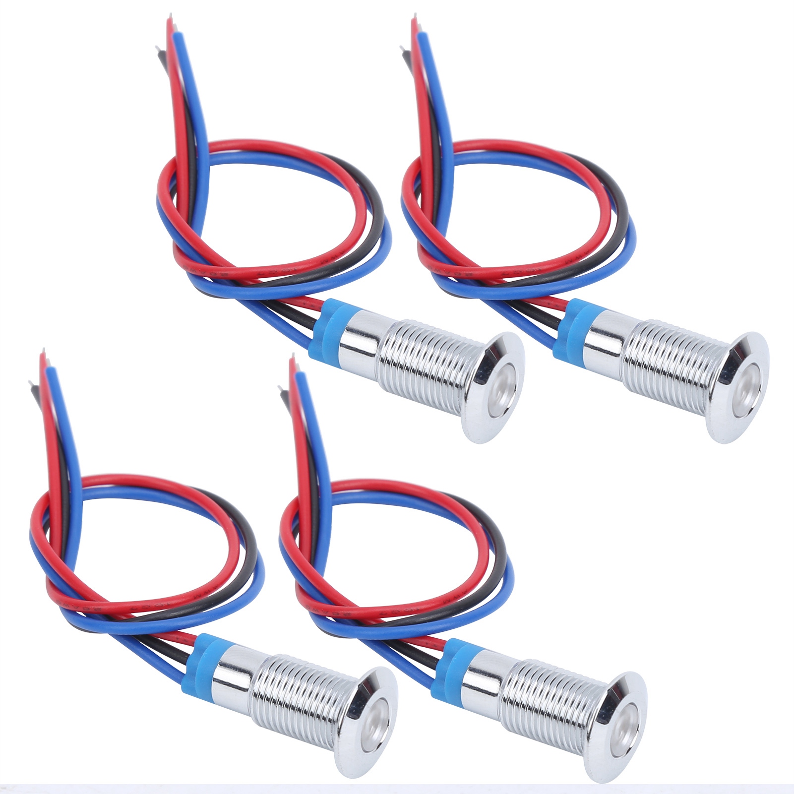 4er-packung Led-anzeigeleuchten Mit Gemeinsamer Kathode, Metallgehäuse, Industrielle Steuerungskomponenten, 8 Mm, 12–24 V, Rot Und Blau
