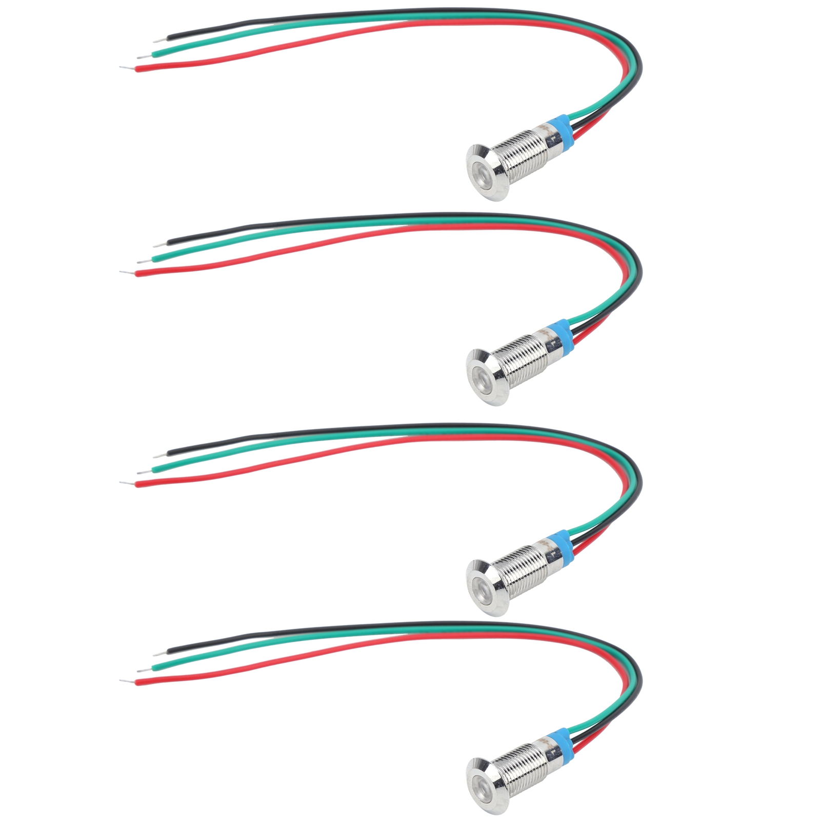 Satz Mit 4 Led-anzeigeleuchten Mit Gemeinsamer Kathode, Metallgehäuse, Industrielle Steuerungskomponenten, 8 Mm, 12–24 V, Rot Und Grün