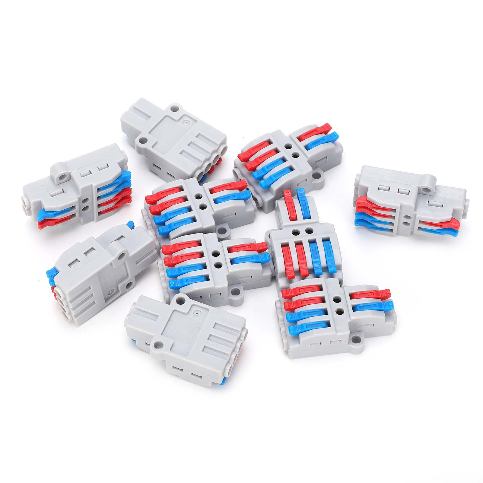 Packung Mit 10 Drahtleiterverbindern, 2 Eingänge/4 Ausgänge Mit Fester Bohrung, 4-mm-splitter, 600-v-schnellanschlussklemme