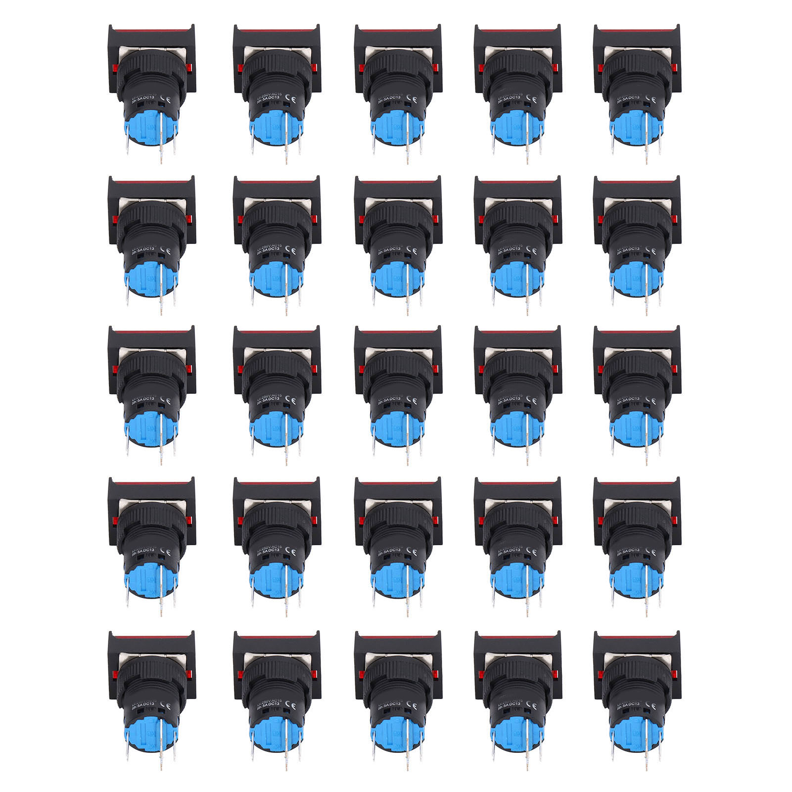 Set Mit 25 Quadratischen, 16 Mm Großen, Selbstverriegelnden Momenttastern Mit 24-v-led-anzeige