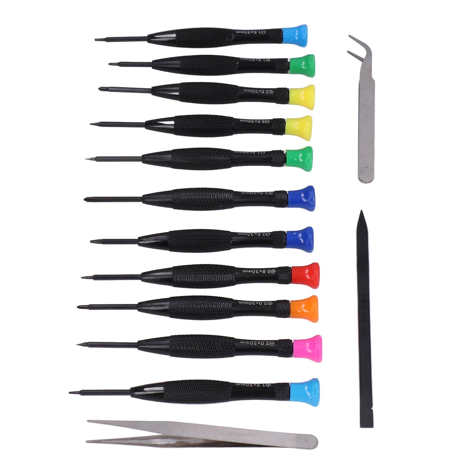 Set Aus 14 Kleinen Magnetischen Schraubendrehern Aus Edelstahl Und Pvc Zur Reparatur Von Mobiltelefonen Und Elektronischen Geräten.
