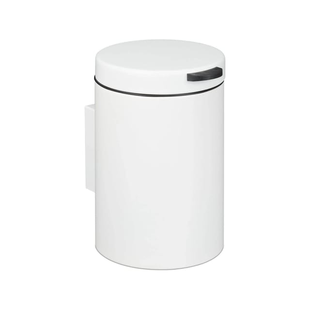 Kosmetikeimer Wandmontage, 3 l, Absenkautomatik, Inneneimer, Edelstahl, runder Badezimmer Mülleimer, weiß - Relaxdays
