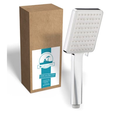 Calmwaters® Handbrause Modern Square 2 mit 6 Strahlarten, Handbrause Duschkopf groß, XXL Duschkopf Regendusche, Sprayplatte mit 80 Düsen,
