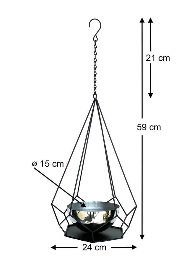 Blumenampel Innen Metall Wand Hängepflanzen 59 cm 96095 s mit Topf 6 Ecken Pflanzenhänger Blumenhänger Topfhänger Blumen Blumentopfhänger Hängetopf
