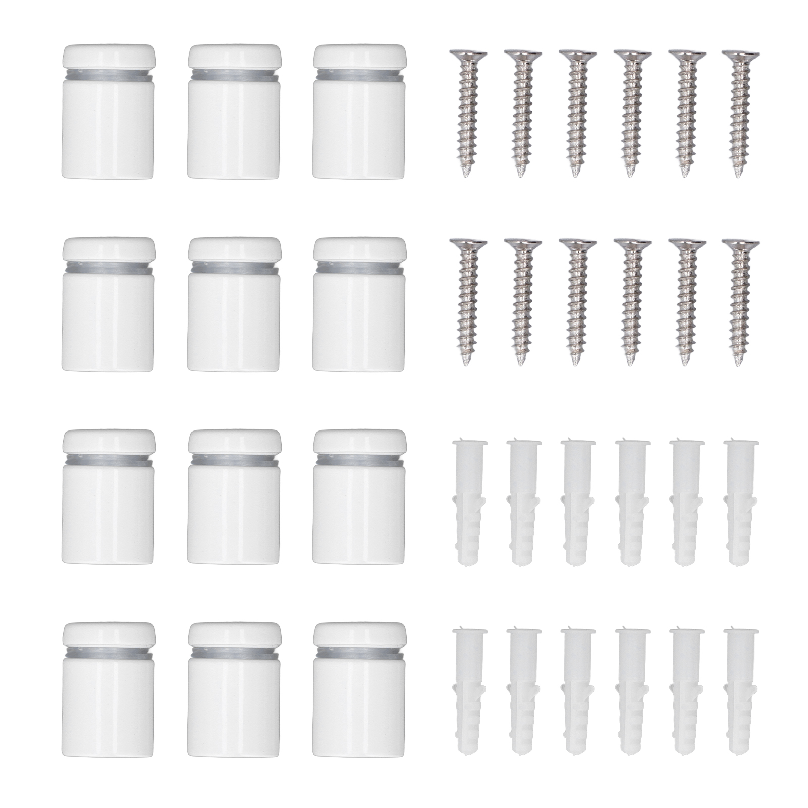 Set Mit 12 Werbeabstandshaltern Für Glas, Aus Edelstahl, 19 X 25 Mm, Für Wandpaneelhalterungen Und Schrauben Für Glasschilder