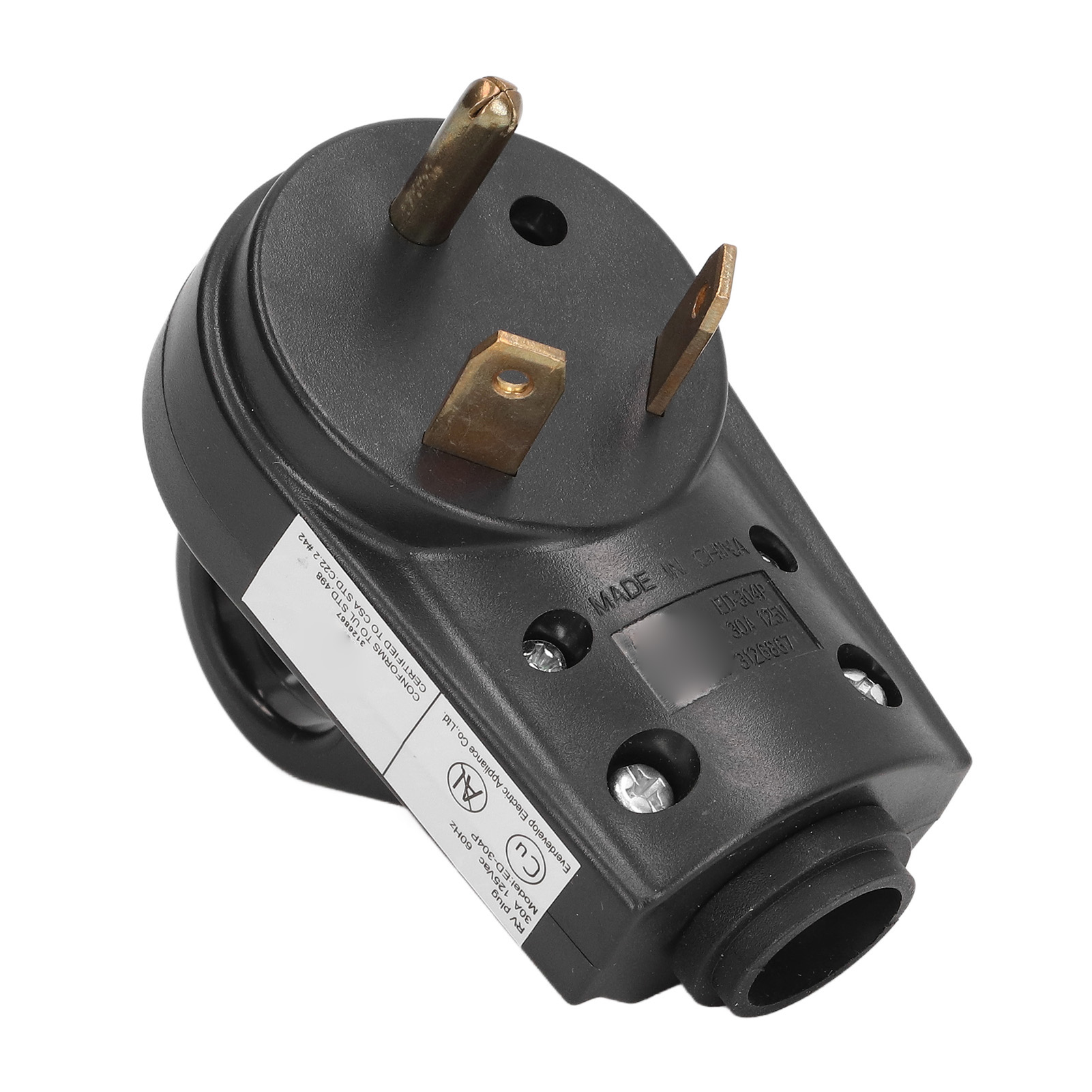 Hochleistungsfähiger 3-poliger 30a-elektrostecker Für Wohnmobile, Mit Griff Und Us-stecker (125v).