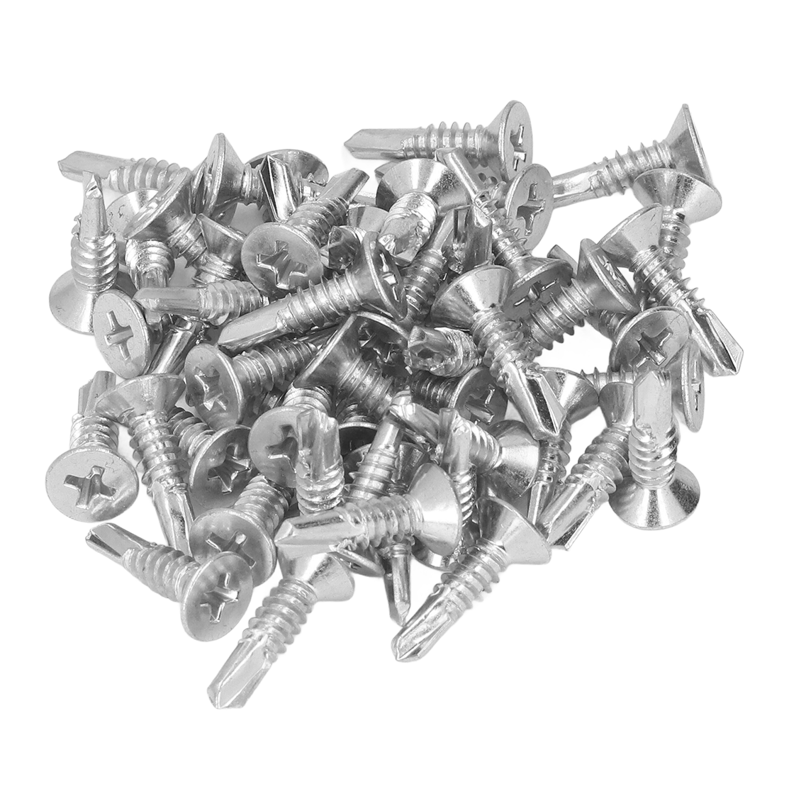 50 Selbstbohrende Schrauben Aus Verzinktem Kohlenstoffstahl, Flachkopf, Durchmesser 4,8 X 19 Mm, Für Den Hausgebrauch.