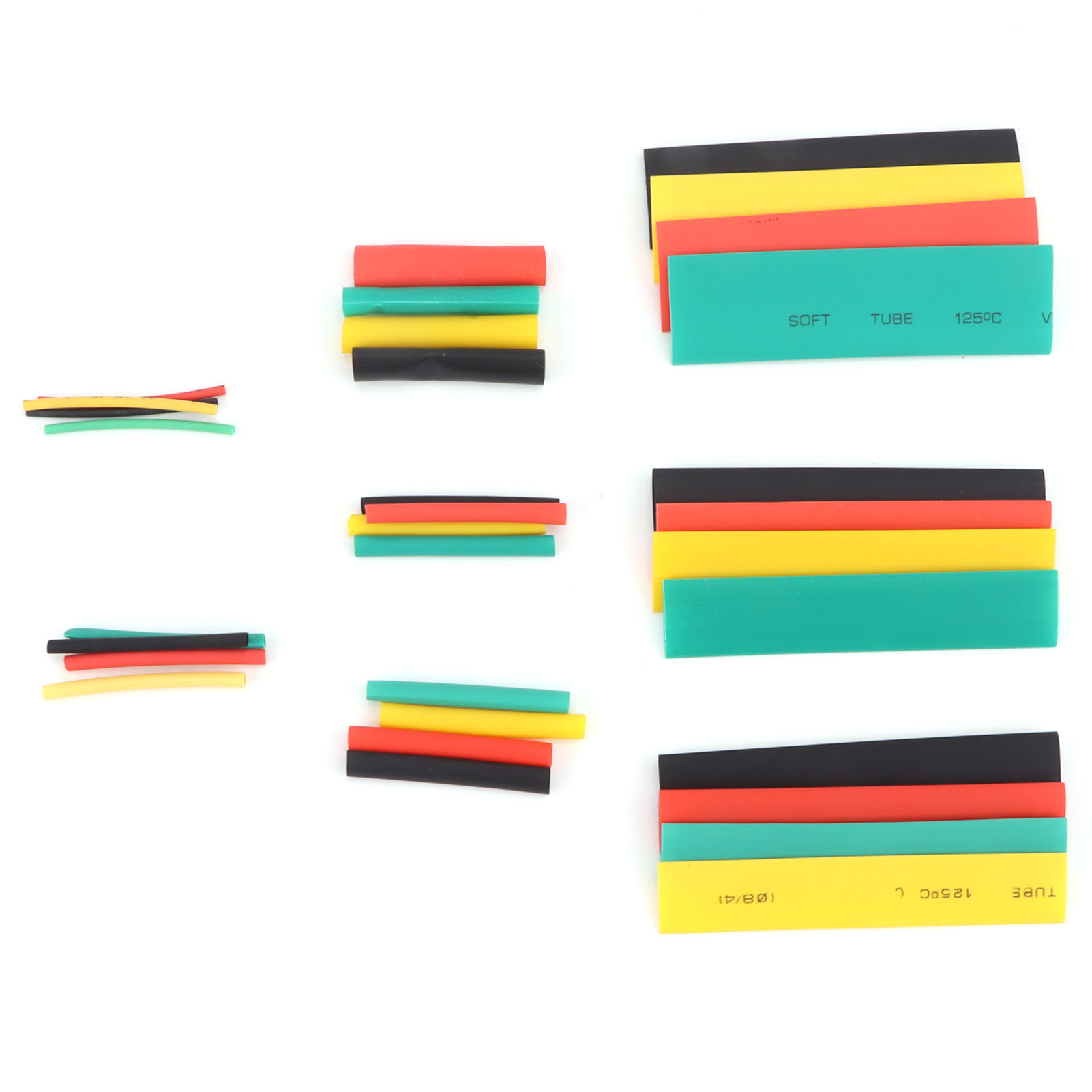Set Mit 328 Schrumpfschläuchen In 4 Farben (gelb, Schwarz, Rot, Grün) Für Elektronische Bauteile