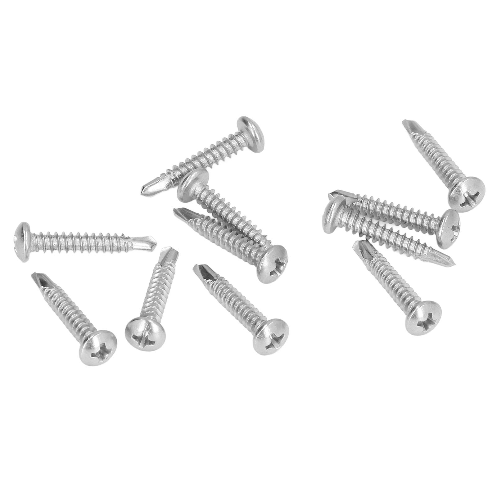 Set Mit 100 Selbstbohrenden Edelstahlschrauben Mit Rundem Phillips-kopf M4,2 X 25