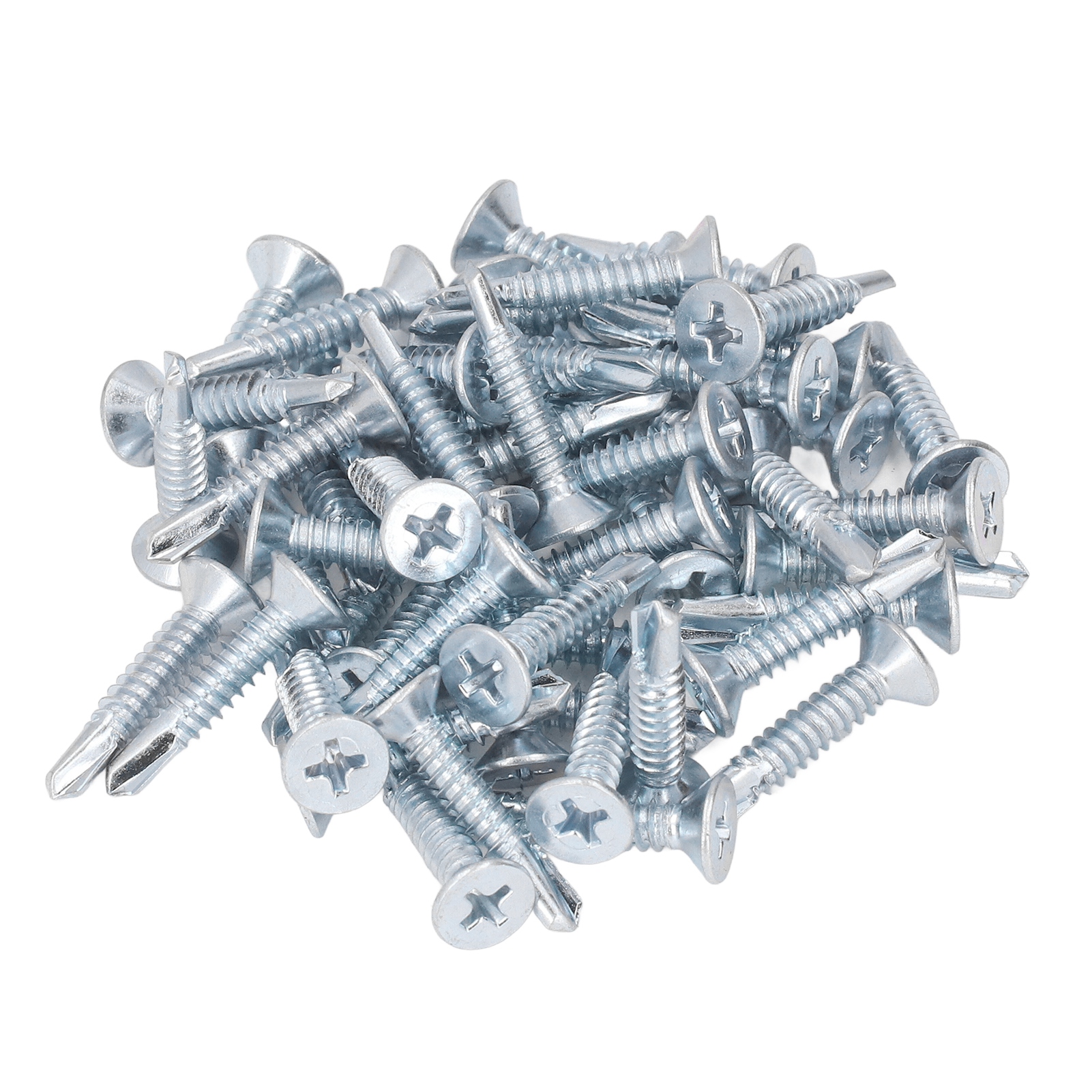 50 Selbstbohrende Phillips-schrauben Aus Verzinktem Kohlenstoffstahl, Flachkopf 4,8 X 25 Mm