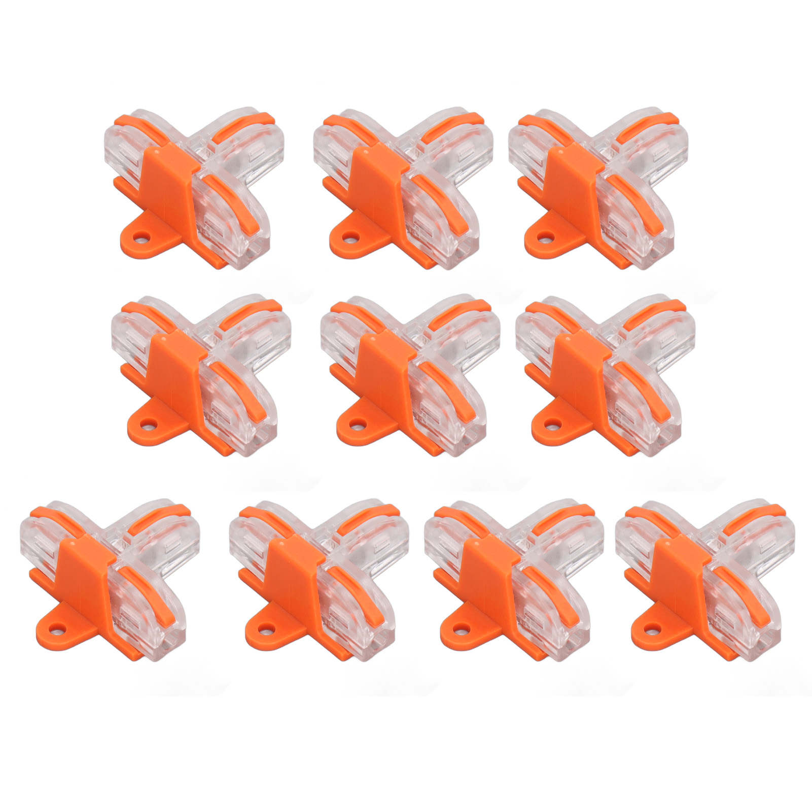 Packung Mit 10 T-förmigen Drahtverbindern, Transparentes Pc-kupfergehäuse, Schnellverbinder-klemmenblock, Orange