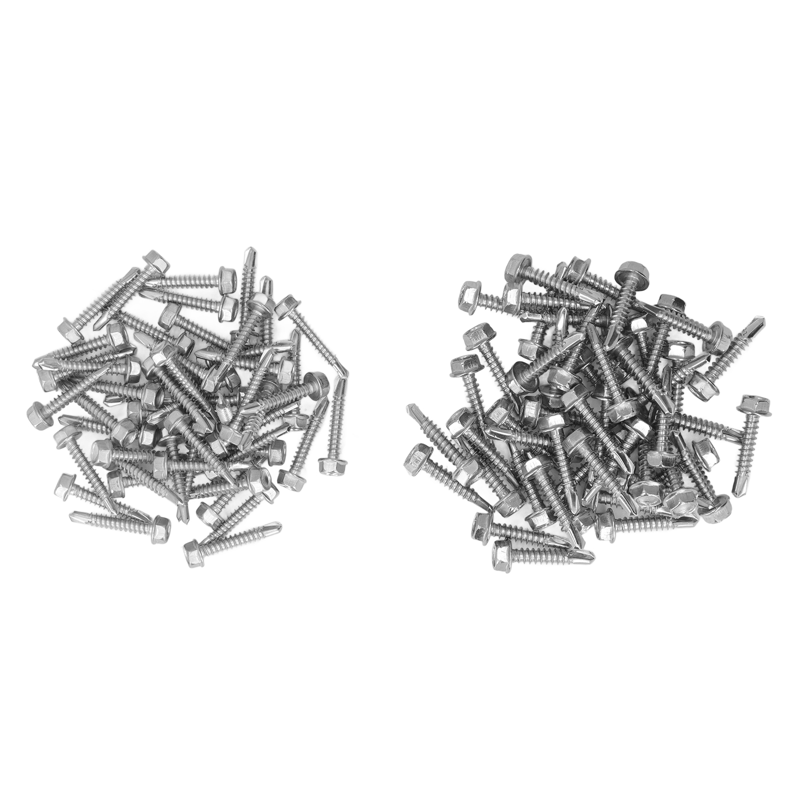Sortiment Mit 100 Selbstschneidenden Sechskantschrauben Inklusive Unterlegscheiben, Aus Edelstahl 304, Abmessungen: 4,2 X 25 Mm Und 4,8 X 25 Mm