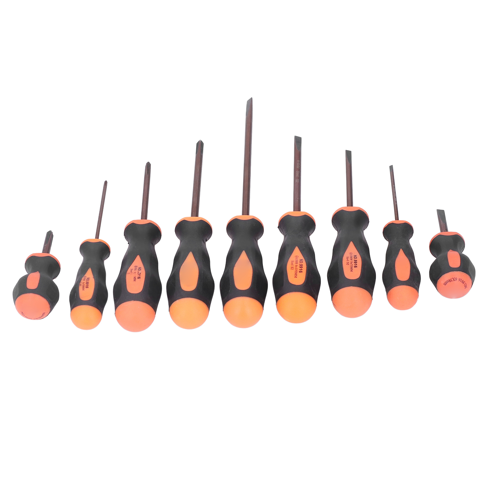 Set Aus 9 Magnetischen Schraubendrehern Aus S2-legierungsstahl Mit Ergonomischem Griff.
