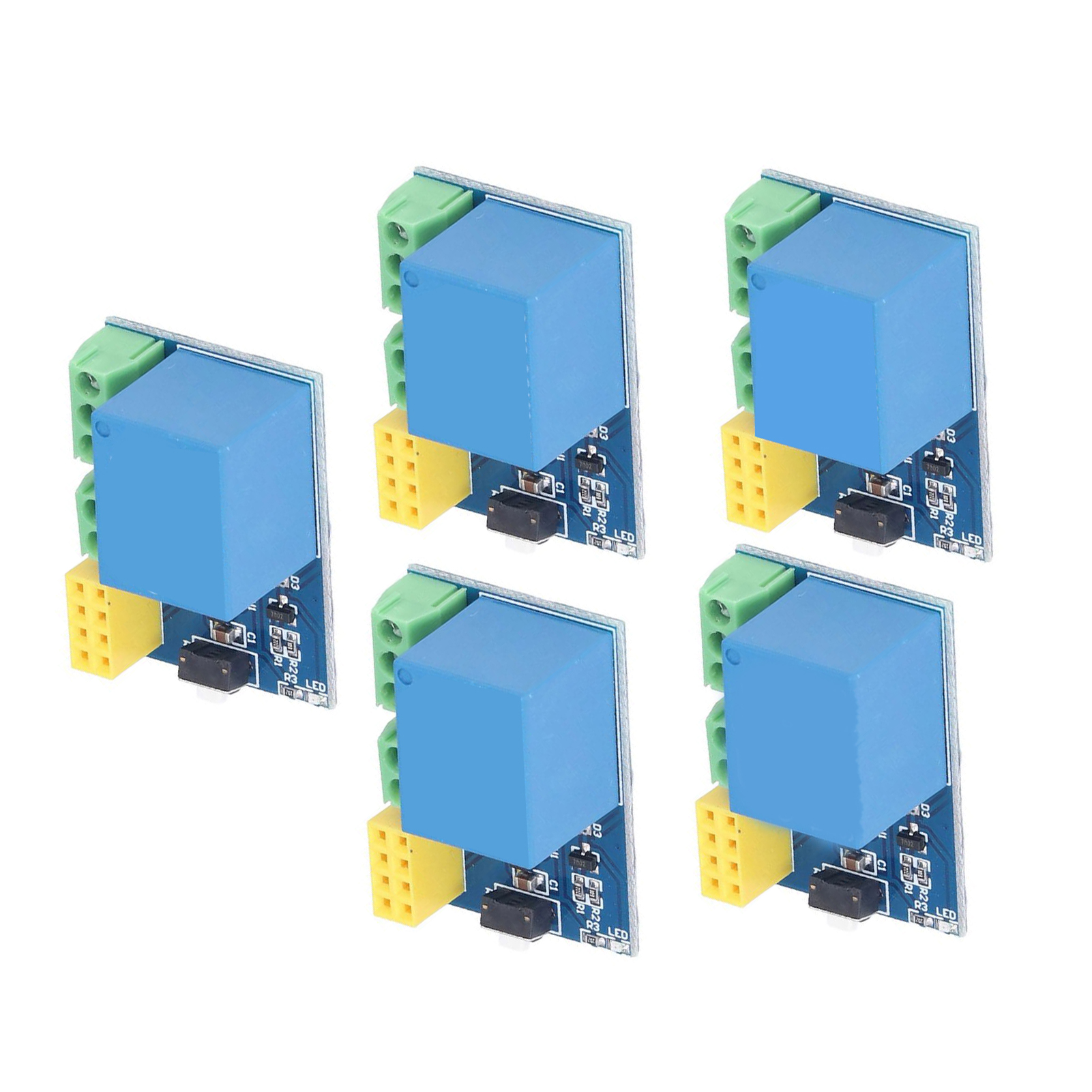 Packung Mit 5 Wi-fi-relaismodulen Auf Leiterplatte, Kompatibel Mit Wi-fi-smart-steckdosen Und Steuerbar Über Eine Mobile App Für Ihre Diy-projekte.