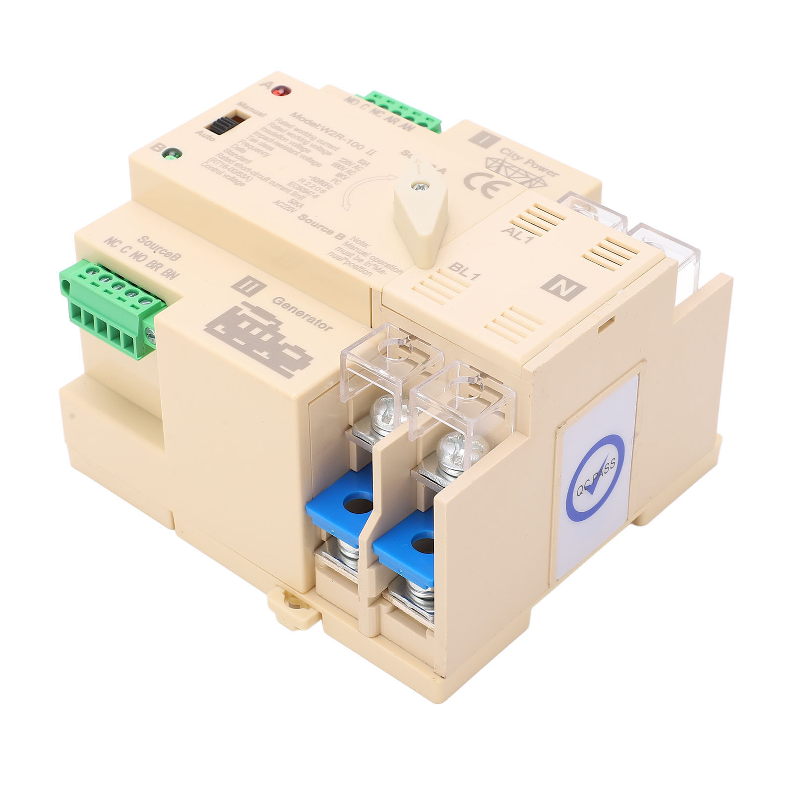 Automatischer Dual-power-umschalter Mit Schnellsteuerung Und Anschlussklemme Für 2p 63a 220v Wohnmobile