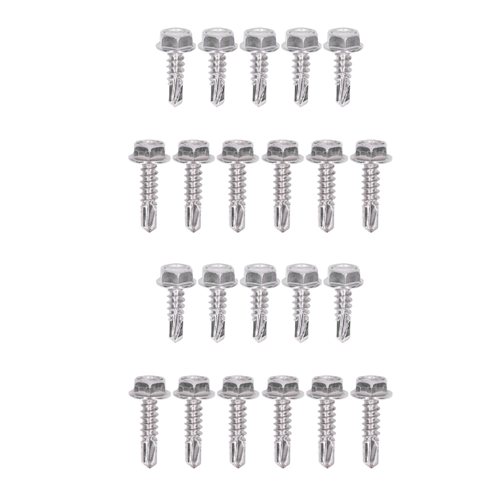 Set Mit 100 Selbstbohrenden Schrauben Mit Sechskantscheiben, 4,8 X 16 Mm Und 4,8 X 19 Mm, Aus Edelstahl