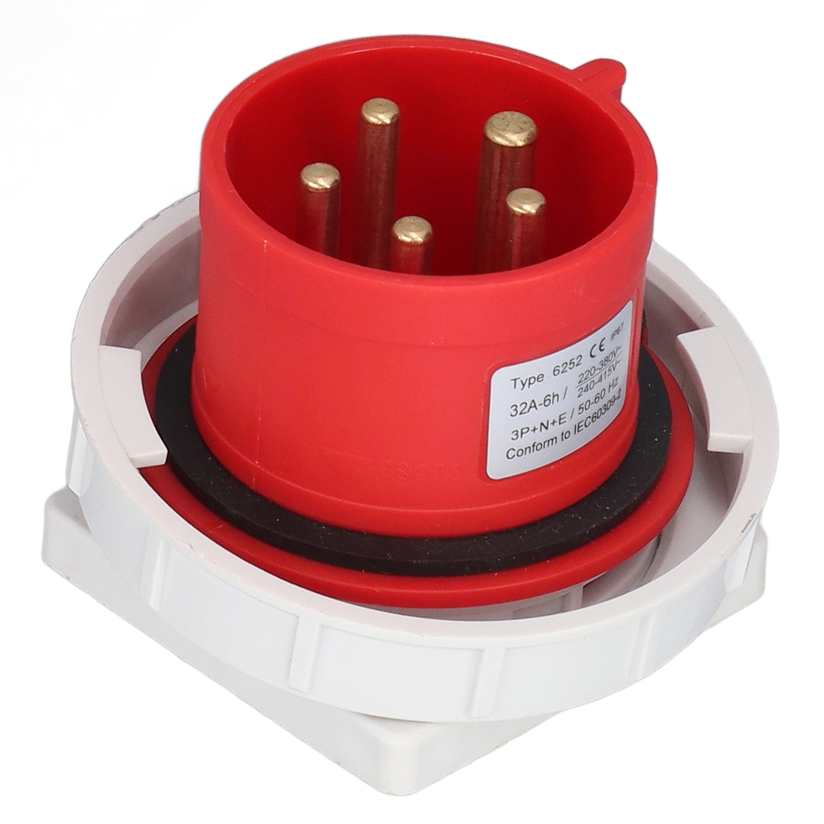 Ip67 Wasserdichte Industriesteckdose, 3p+n+e Luftfahrtstecker, 32 A Ac 220–380 V 240–415 V