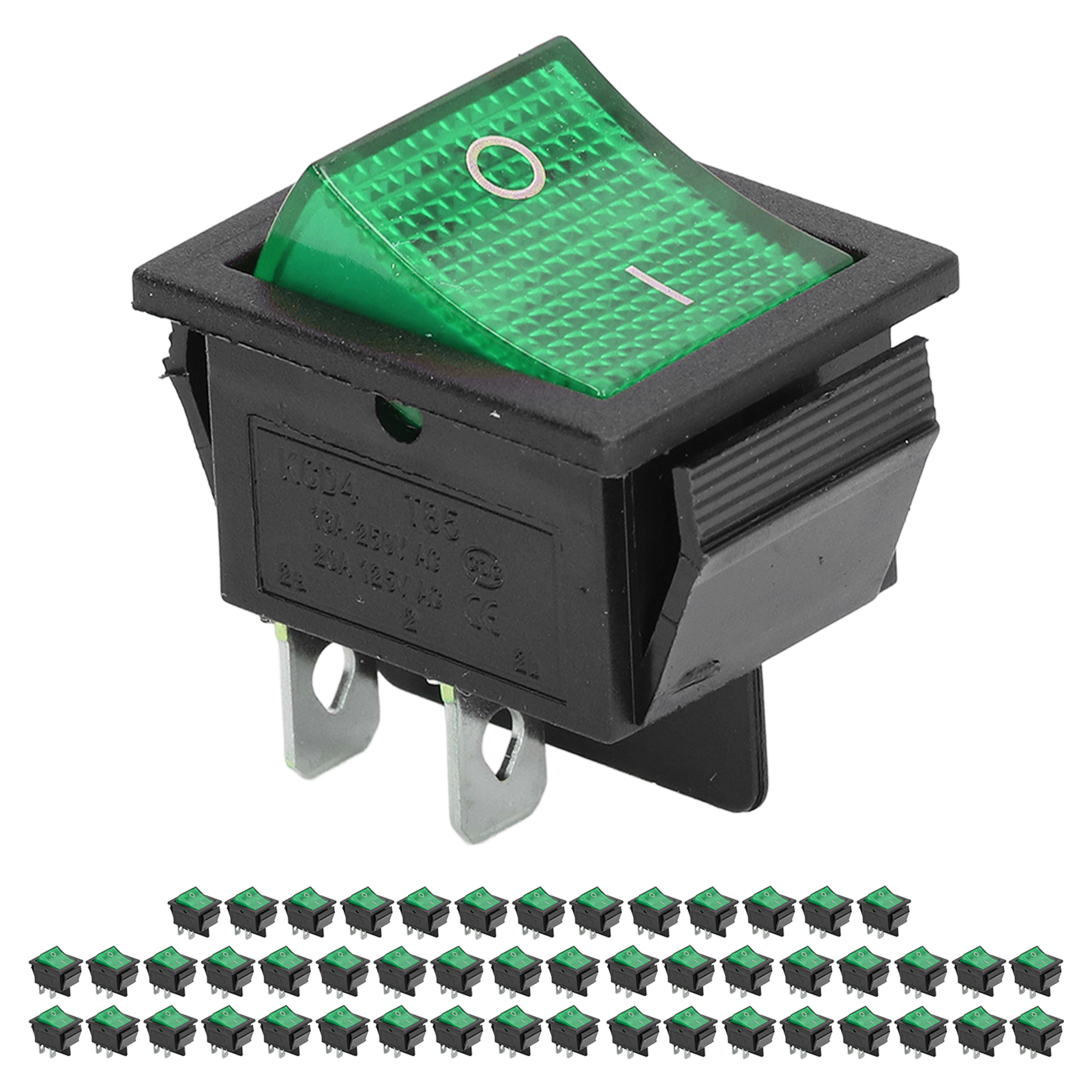 50 Miniatur-kippschalter Aus Messing, 4 Pins, 2 Positionen, Für Boote, Hochstrom 125/250 V, Grün