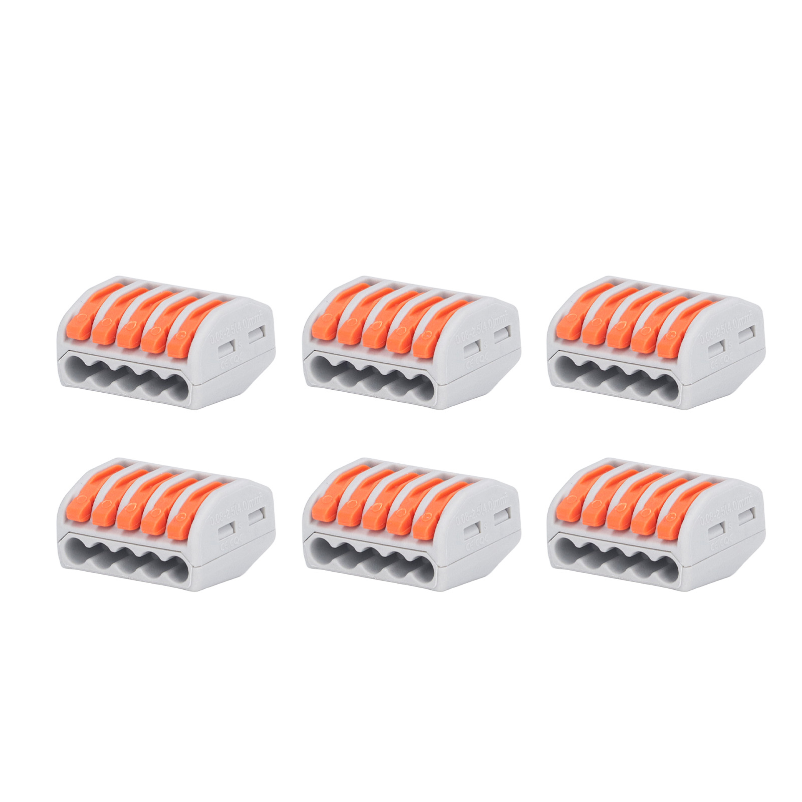 Packung Mit 40 Hebel- Und Mutterverbindern, 5-adriger Kompakt-klemmenblock Für Schnellverbindungen, Pct-215, Orange