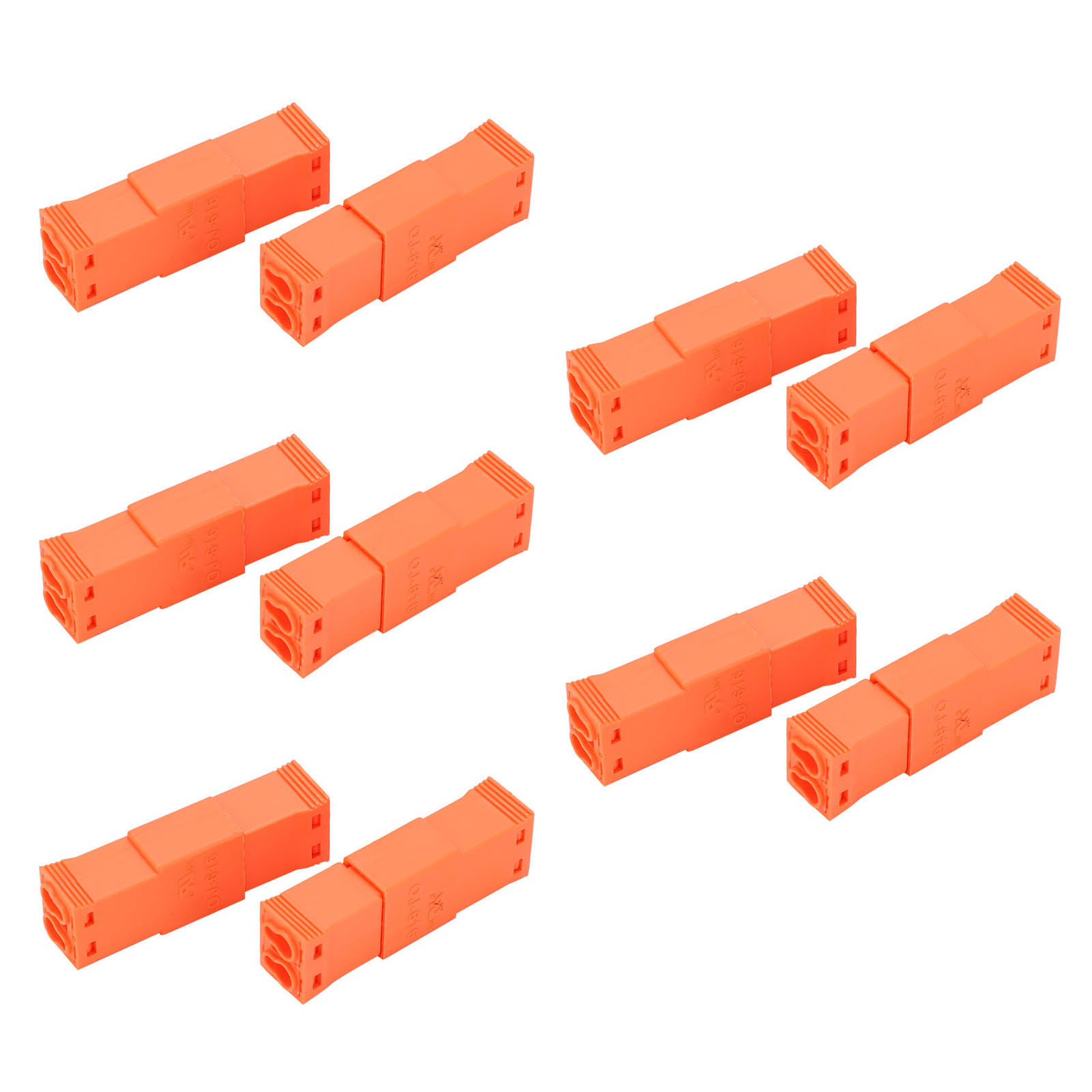 Packung Mit 10 Oj-616-drahtverbindern, Doppelt Männlich Und Weiblich, Orange, Amerikanischer Stecker-klemmenblock Für Led- Und Beleuchtungsanlagen