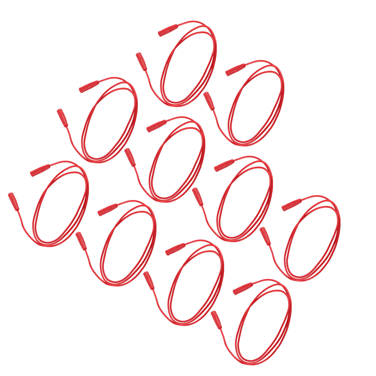 Set Mit 10 Elektrischen Verlängerungs-prüfleitungen 0,44 Mm² Mit 2 Mm Bananensteckern (art.-nr. J.70029, Rot)