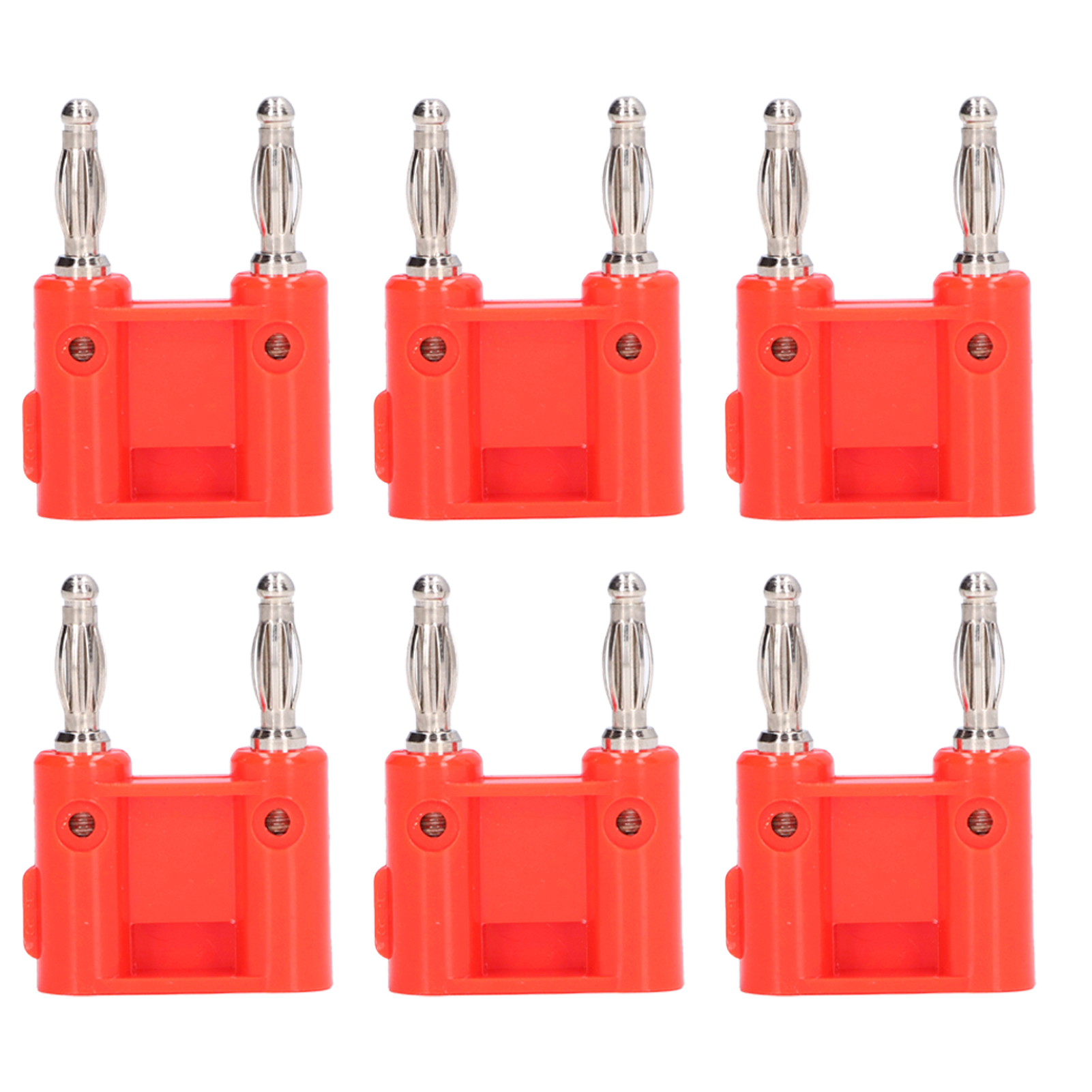 Packung Mit 10 Doppelten Pe-bananensteckern Aus Messing Für Elektronische Und Kfz-instrumente (rot)