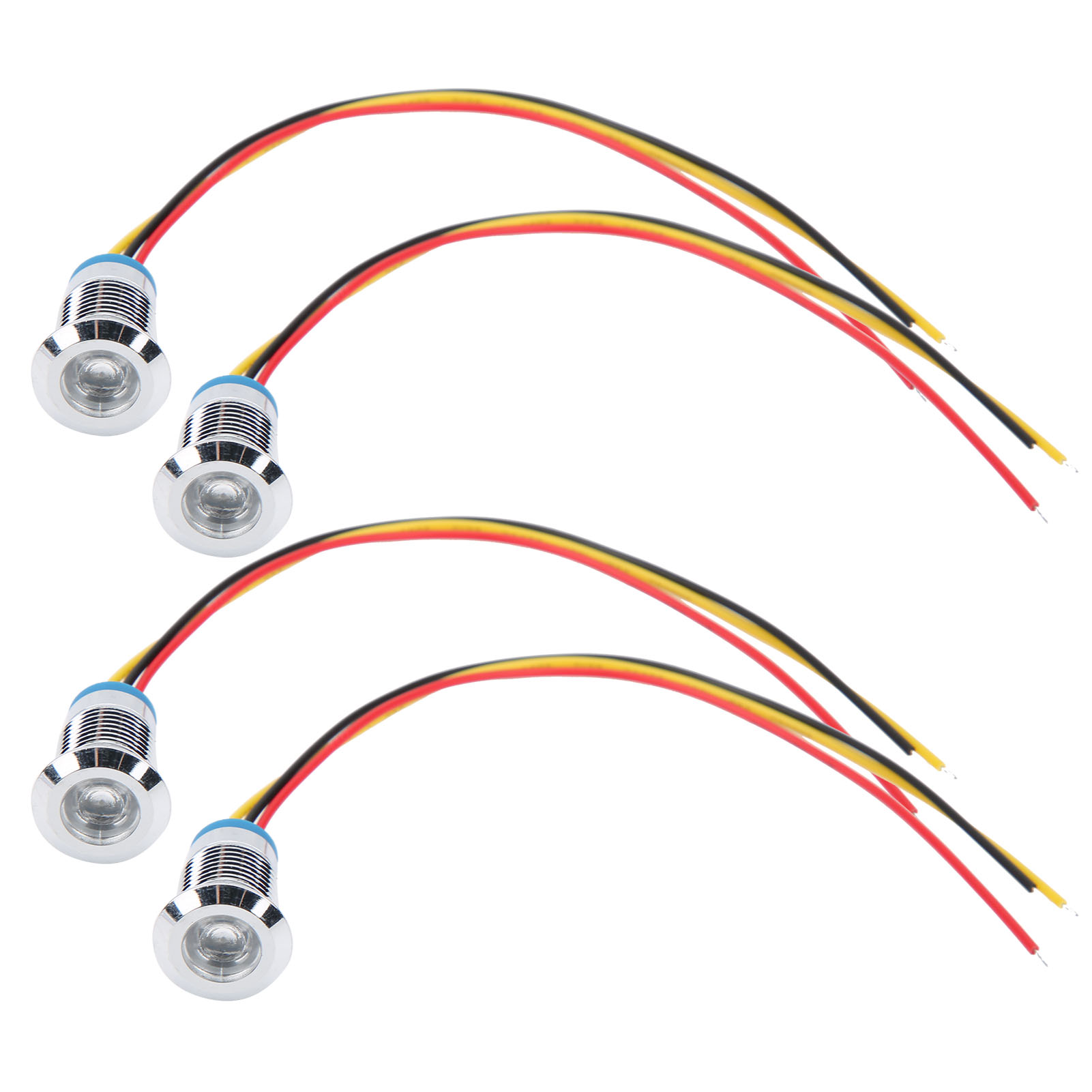 Packung Mit 4 Wasserdichten Led-anzeigen Mit Gemeinsamer Anode Für Industrielle Steuerungskomponenten, 12 Mm, 110-220 V, Rot Und Gelb.